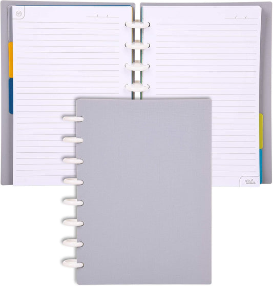 Talia Discbound Notebooks, Planner, Customizable, (Cool Grey, Junior (5.5in x 8.5in))