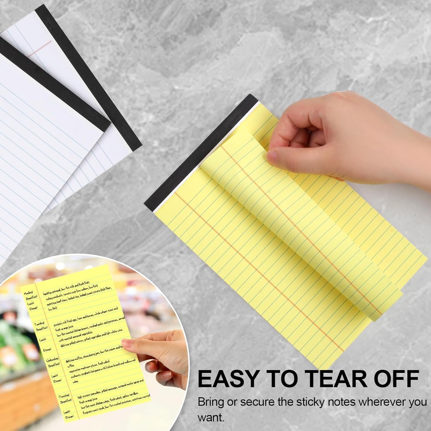 Utron 6 PCS Small Legal Pads 5x8 Yellow and White, Narrow Ruled Small Note Pads, Micro Perforated Writing Pad, College Ruled Legal Notepads 5x8 for Study, Office, To-Do Lists(30 Sheets/Small Notepad)