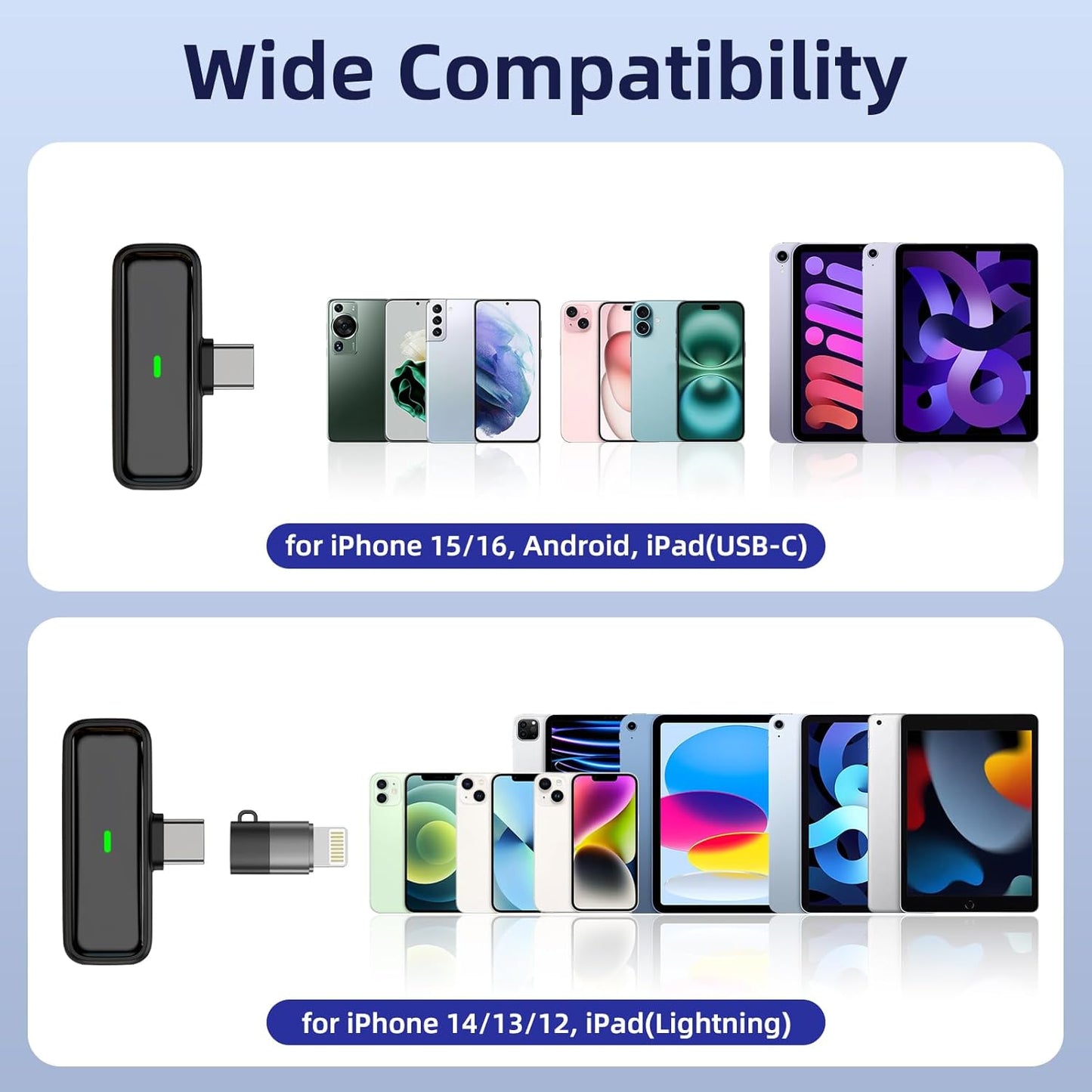 Wireless Microphone for iPhone Android Lav Mic USB C Lavalier Microphone Type C Lapel Mic for iPhone 15/16 iPad Video Recording Vlog TikTok - 24H Charging Case Noise Reduction