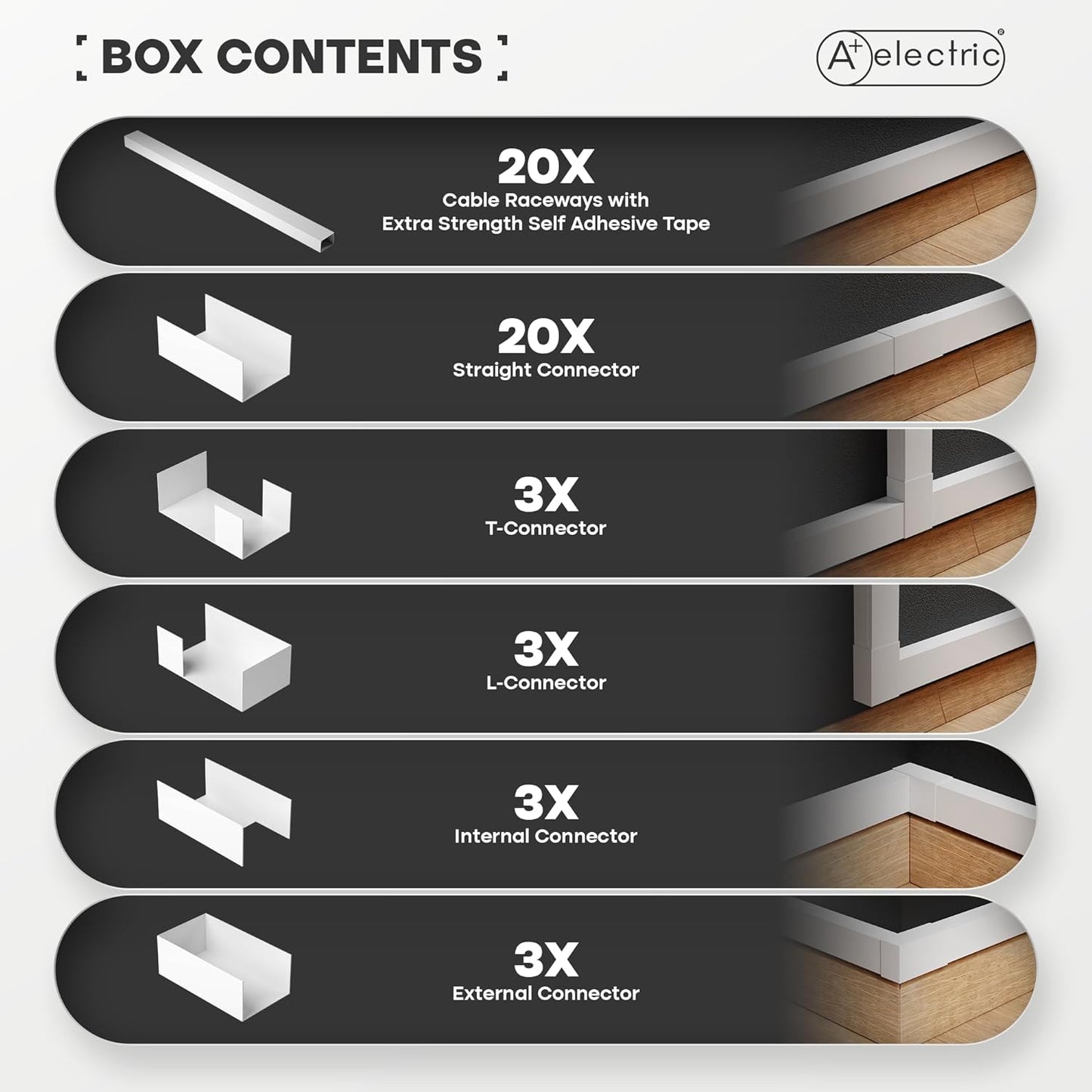 315" Cord Cover and 24 Pcs Fittings for Max 2 Cables Cable Raceway Cable Concealer Cord Management Kit Wire Cord Hider for 1 or 2 Cable Organizer On Wall Paintable Self Adhesive Channel