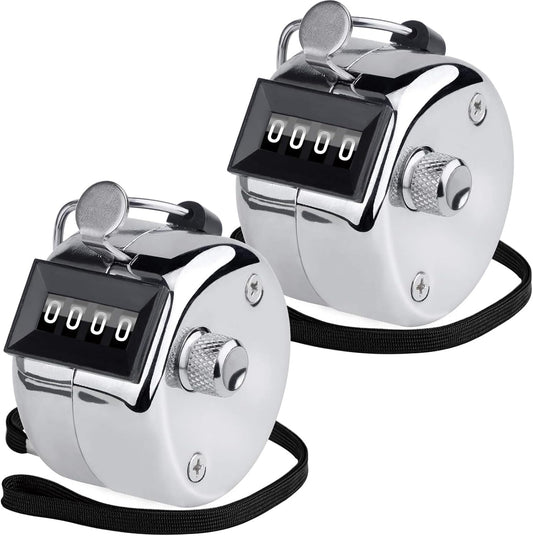 KTRIO Metal Handheld Tally Counter, 4-Digit Number Clicker Counter, Hand Mechanical Pitch Counters for Coaching, Knitting, People, Lap, Fishing, Golf and Row