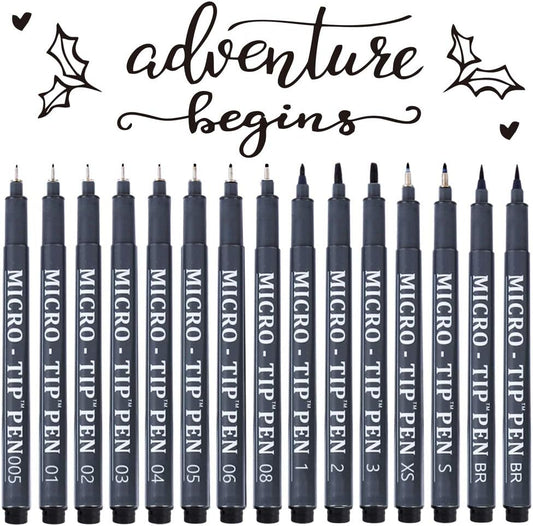 Hand Lettering Pens, 15 Pack Calligraphy Brush Pen Markers Black Ink for Beginners Writing, Lettering, Journaling, Art Drawing, Signature, Illustrations and Office School Supplies