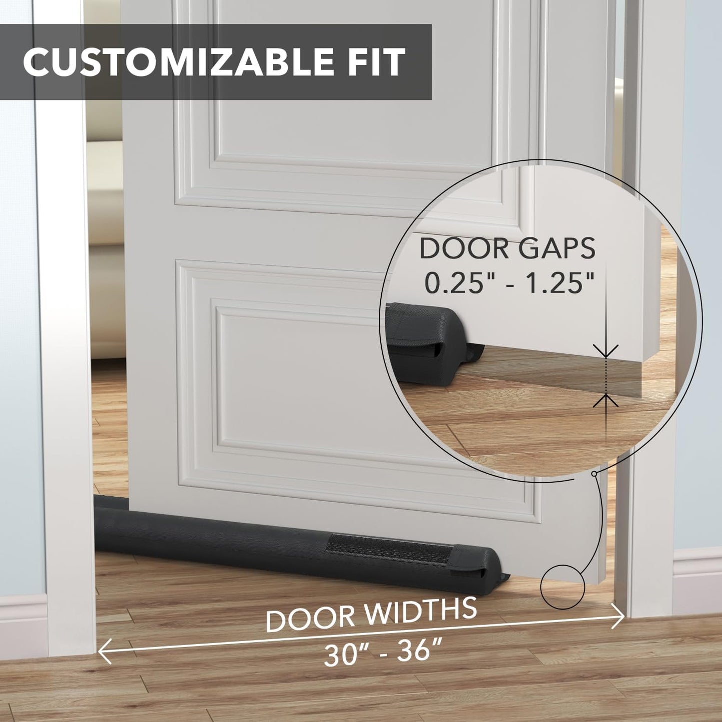 Everlasting Comfort Under Door Draft Stopper - Under Door Sound Blocker, Soundproofing, Blocks Cold Air, Hot Air & Noise, Easy Install, No Adhesive - Gap Filler , Sound Proof Bottom Seal 30"-36"