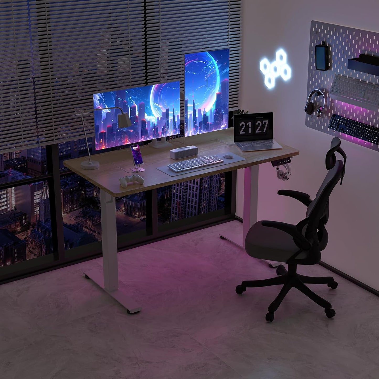 48 * 24 Electric Standing Desk, Adjustable Height Sit Stand Up Desk, Motorized Home Office Computer Gaming Workstation Desk