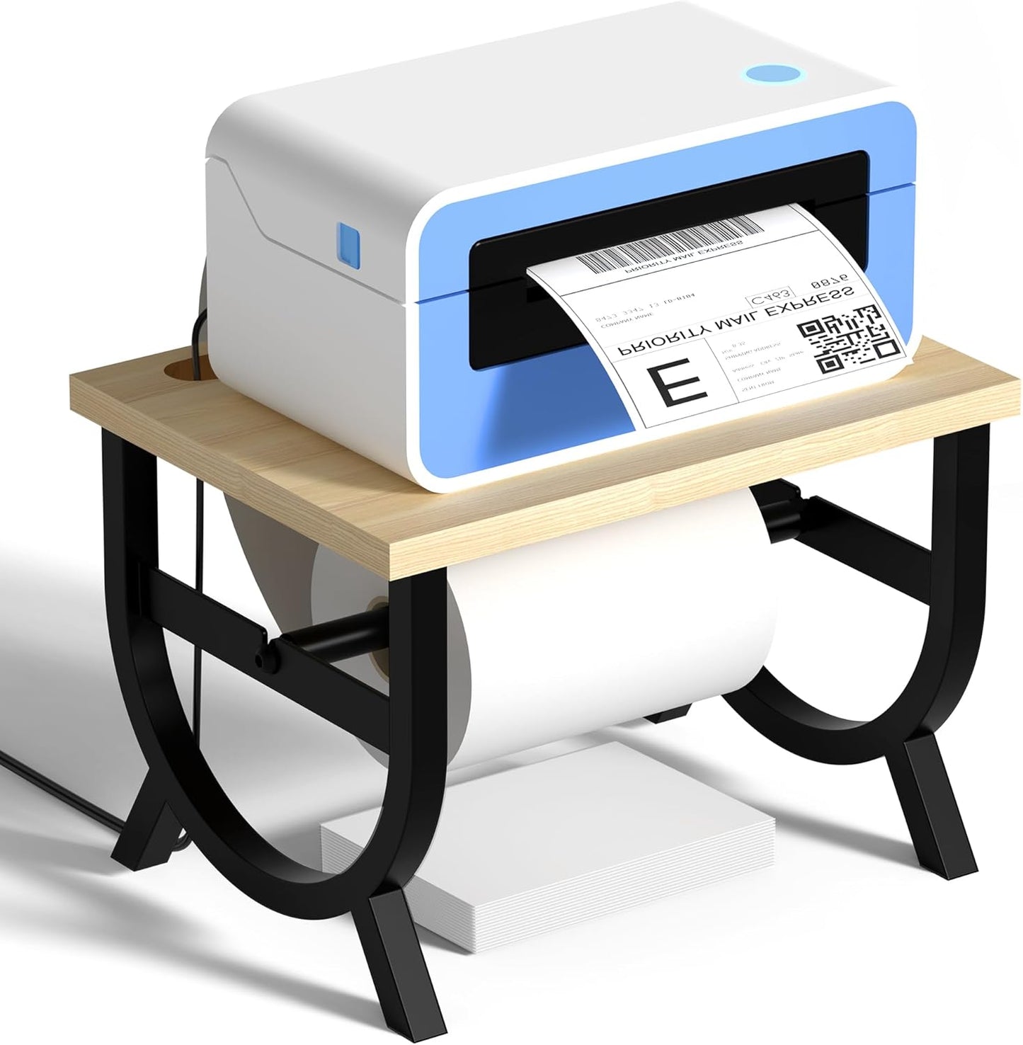 Label Holder for Rolls and Fan-Fold Labels, Thermal Label Holder, Shipping Label Roll Holder for Desktop Thermal Printer, Label Printer Accessory Supplies for Office, Small Business, Home -White