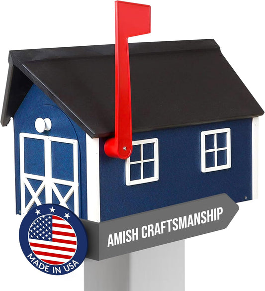 Peaceful Classics Poly Mailbox- Durable, Weather-Resistant Amish Craftsman Mailboxes for Outside Uses Like Front Yard and Road Side- Long-Lasting, Decorative, Modern Mailbox (Blue).