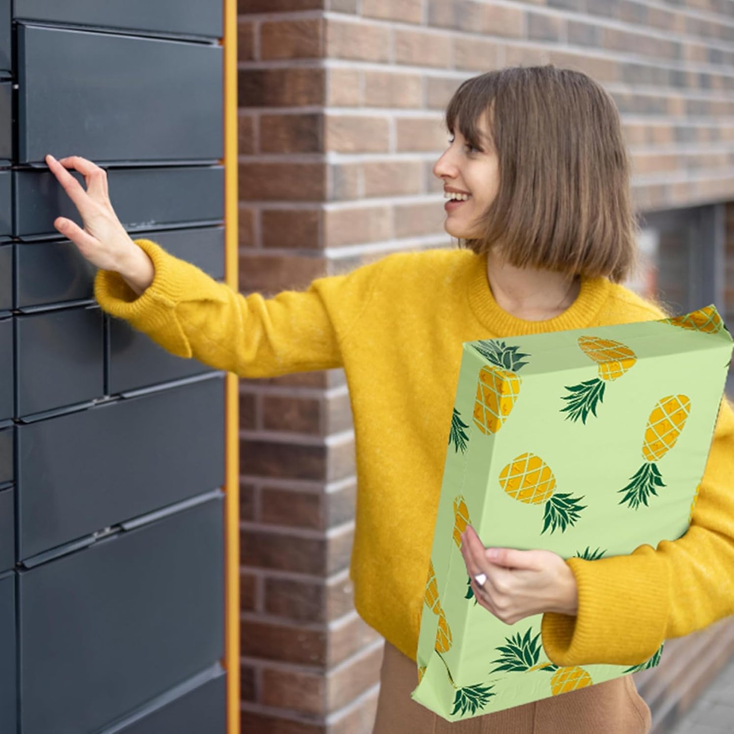 Poly Mailers 10x13 Inch 25 Pcs - Pineapple printed Shipping Bags, 2.4mil Thickness, Waterproof and Tear Resistant Mailing Envelopes, Self-Sealing Packaging Bags for Small Business