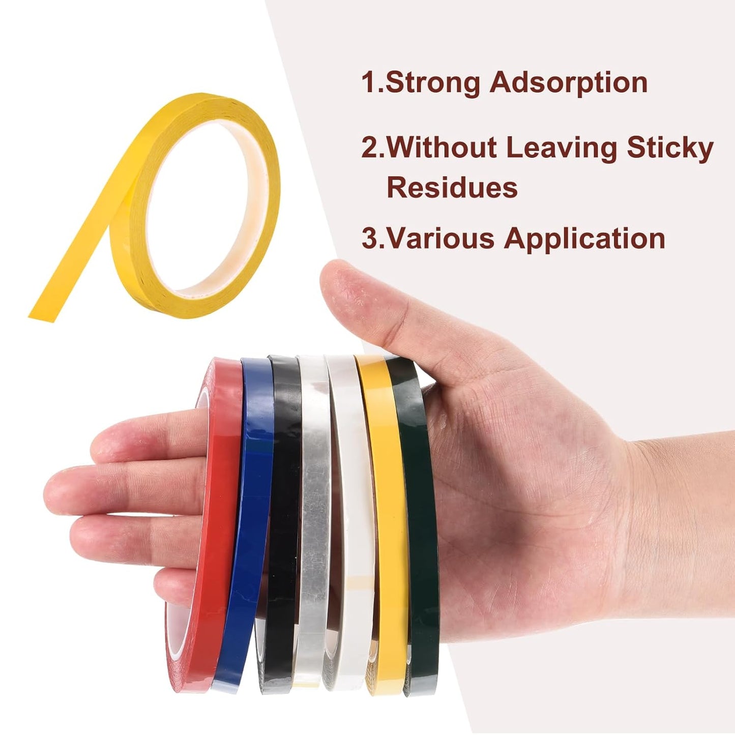 MECCANIXITY 10 Rolls Whiteboard Tape Graphic Chart Tape 12mm 54.7 Yard Art Tape Thin Self-Adhesive Pinstripe Tape Masking Tape for Gift Wrapping Craft Supplies, Yellow