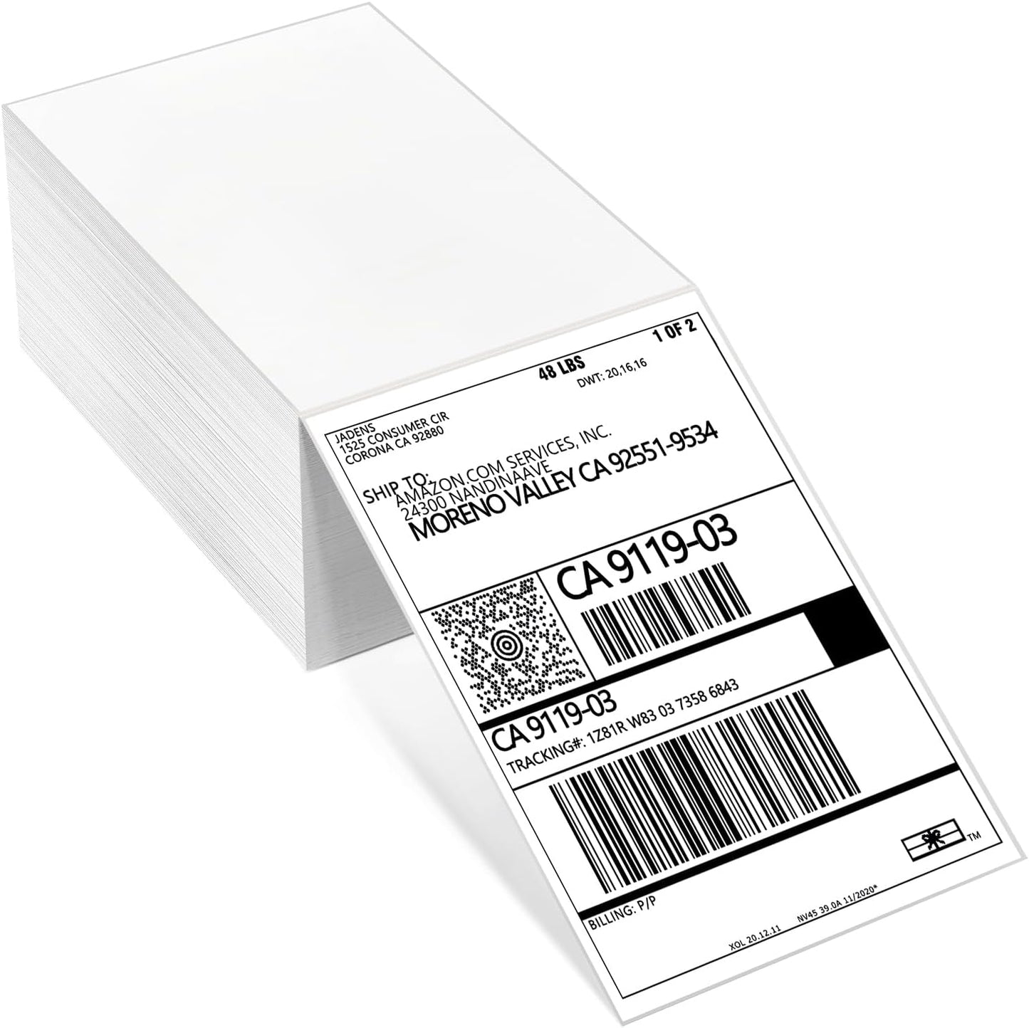 Thermal Shipping Labels 4x6-500 Labels Fan-Fold, Mailing Postage Paper for Thermal Printers, Strong Adhesive, Jam-Free, Compatible with JADENS, Rollo, Munbyn, for Office & Home