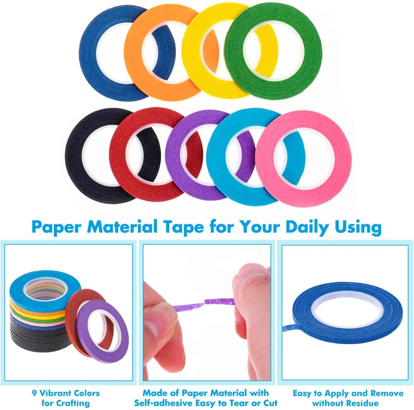 cridoz 15 Rolls 1/8 Whiteboard Thin Tape Pinstripe Art Tape Dry Erase Board Grid Tape Lines Pinstriping Electrical Marking Tape, Assorted Colors