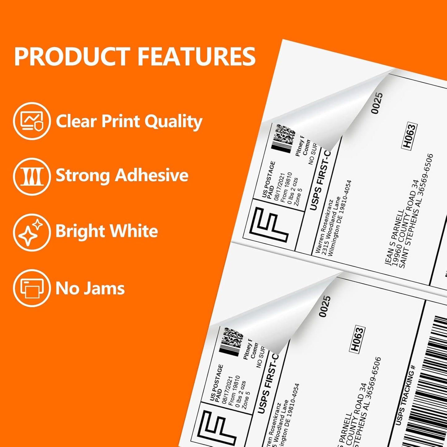 2000 Labels 8.5x5.5 Half Sheet Laser/Ink Jet Shipping Labels Mailing Blank Labels