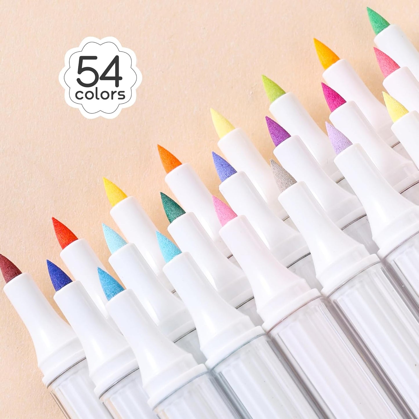 54 Colors Acrylic Paint Markers Set, Soft Brush Tip Acrylic Paint Pens Acrylic Markers for Rock, Egg, Wood, Glass, Canvas Painting, Coloring and Drawing, DIY Crafts Art Supplies