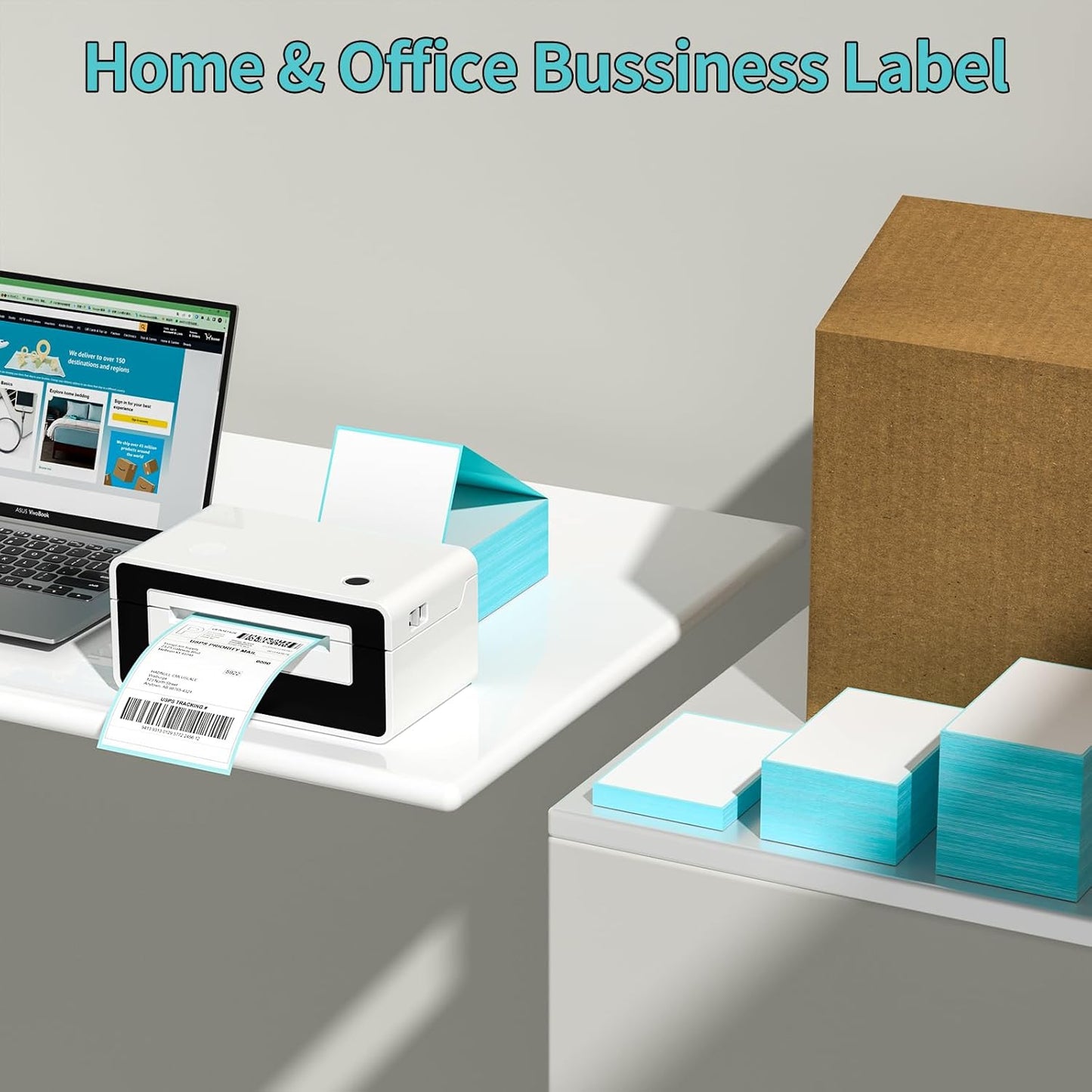 FungLam Direct Thermal Shipping Labels - 4x6 Thermal Labels Fanfold - Perforated and Strong Adhesive - 50000 Labels (1000 Labels per Stack, 50 Stacks)