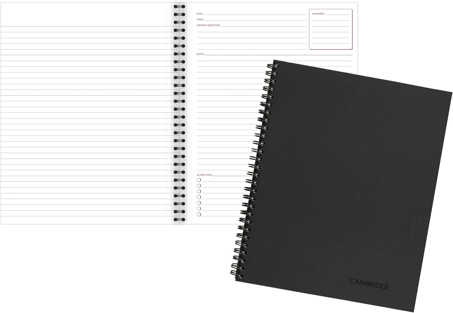 Cambridge Limited Business Notebook, Meeting Format, Legal Ruled Paper, 8-1/4" x 11", 80 Sheets, Flexible Soft Touch Cover, Wirebound, Gray (06132)