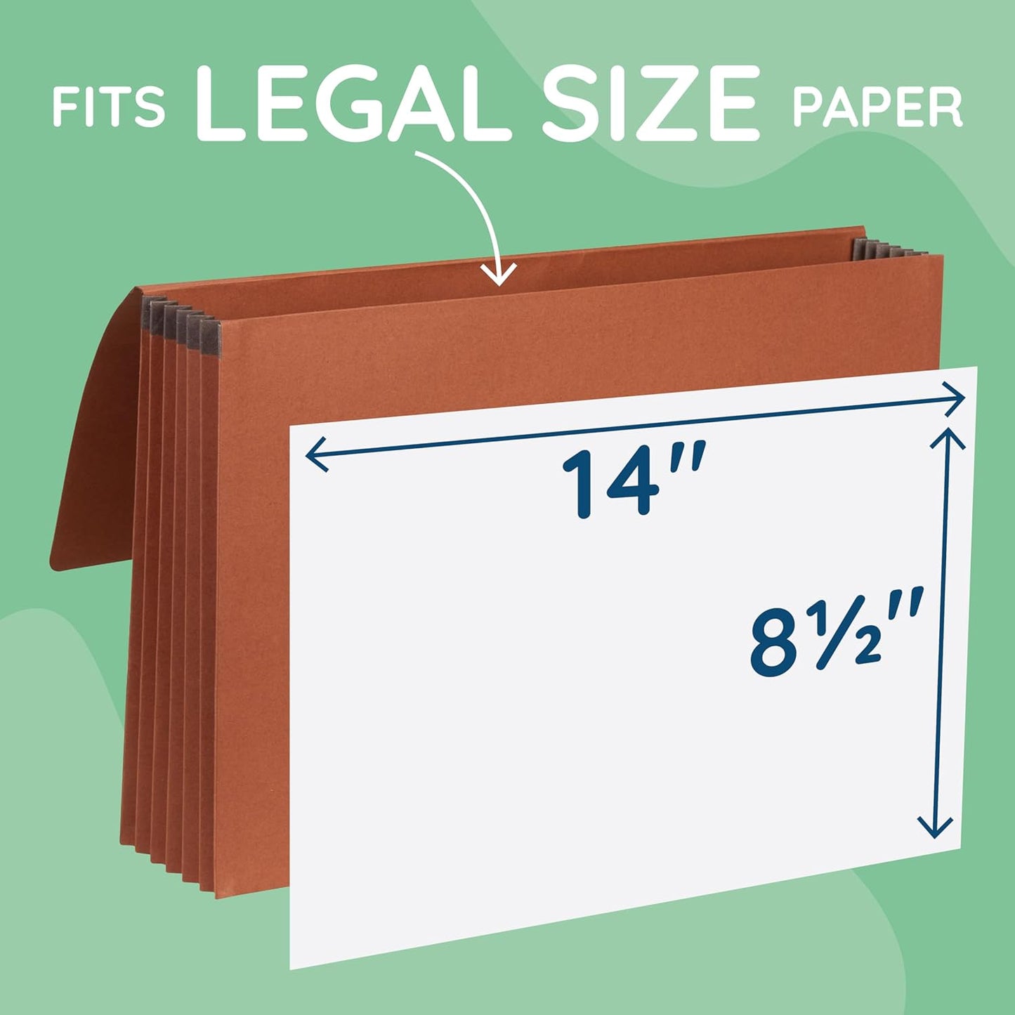 Blue Summit Accordion File Wallet with Flap and Cord Closure, Legal Size, 5.25” Expansion – 10 Pack