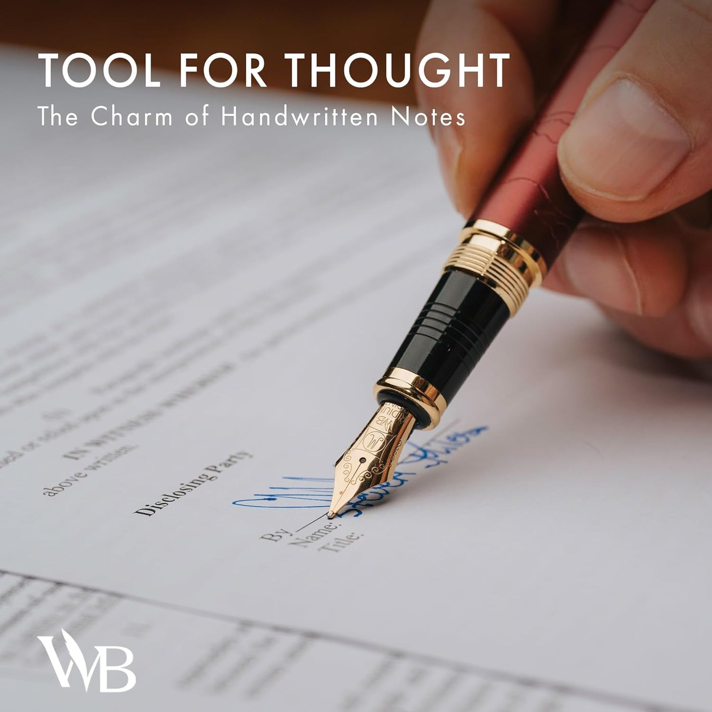 Wordsworth & Black Primori Fountain Pen Set [Red Gold]; Medium Nib, Gift Case, 24 Ink Cartridges, Refill Converter, Manual; Journaling, Calligraphy, Smooth Writing Pens; Left and Right Handed