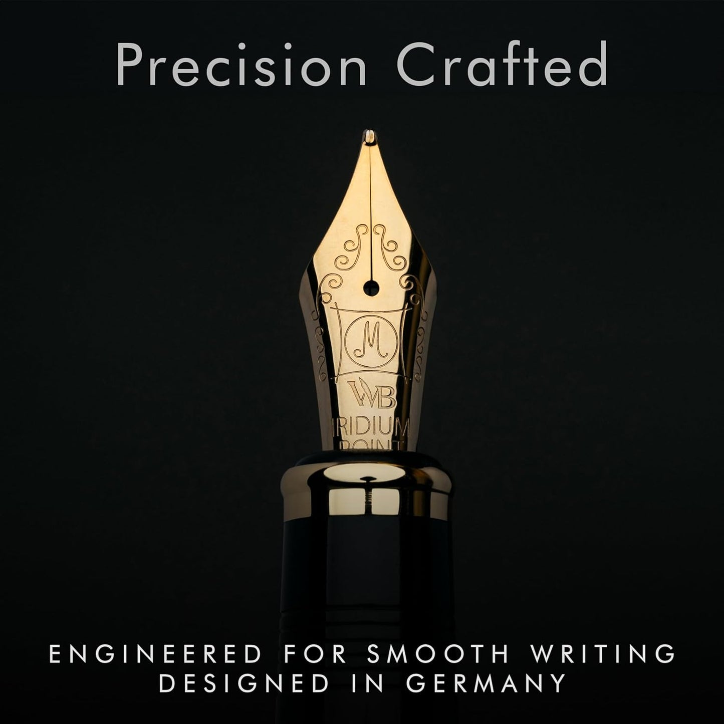 Wordsworth & Black Majesti Fountain Pen-(Gold), Luxury Case, 24K Gold Finish; 18K Gilded Medium Nib- Ink Cartridges, Refillable Ink Converter-Calligraphy Pen-Best Business Gift Set for Men & Women