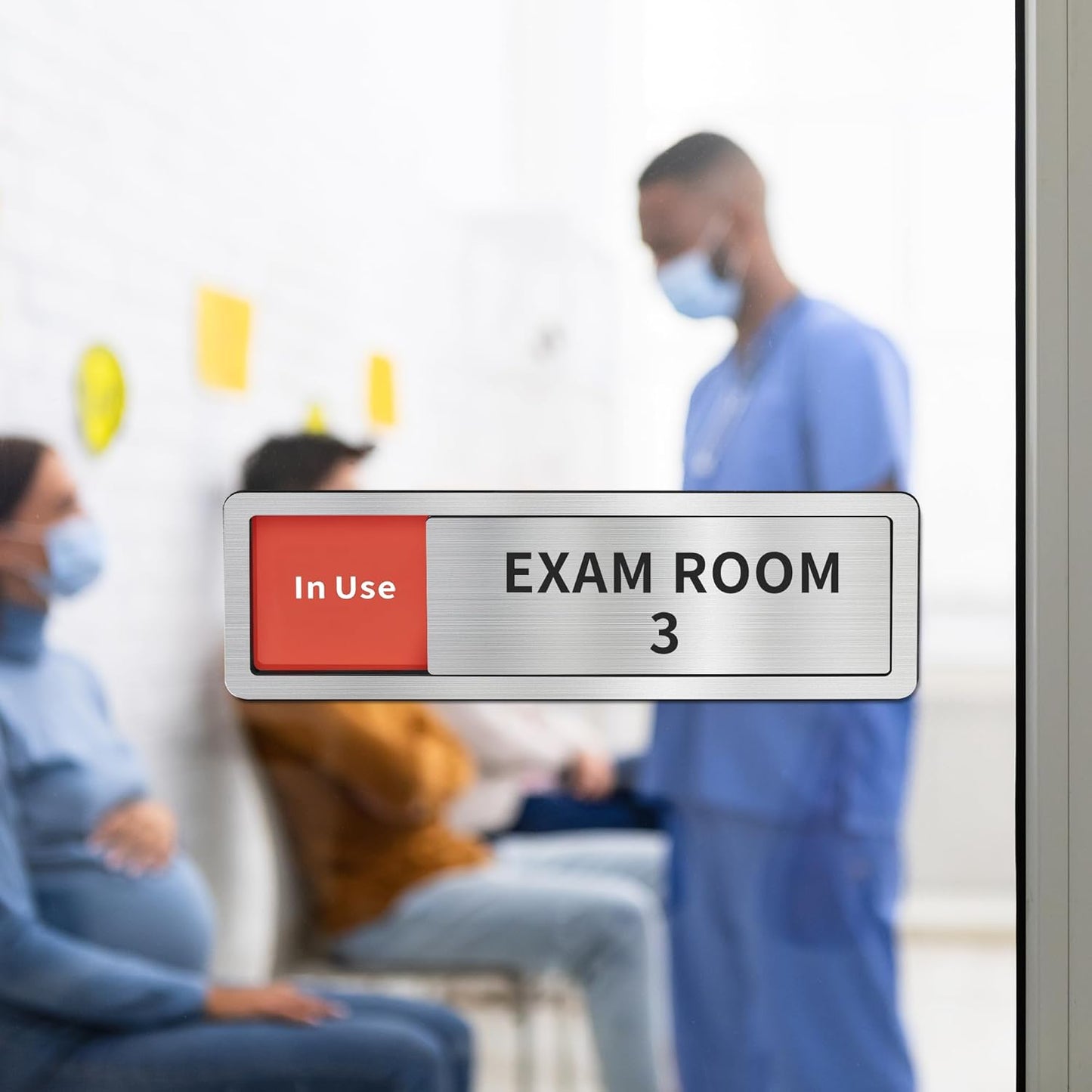 Exam Room Sign, Exam Room Numbers, In Use/Available Slider Door Signs for Therapists, School, Medical Office, Hospital-Easy Installation