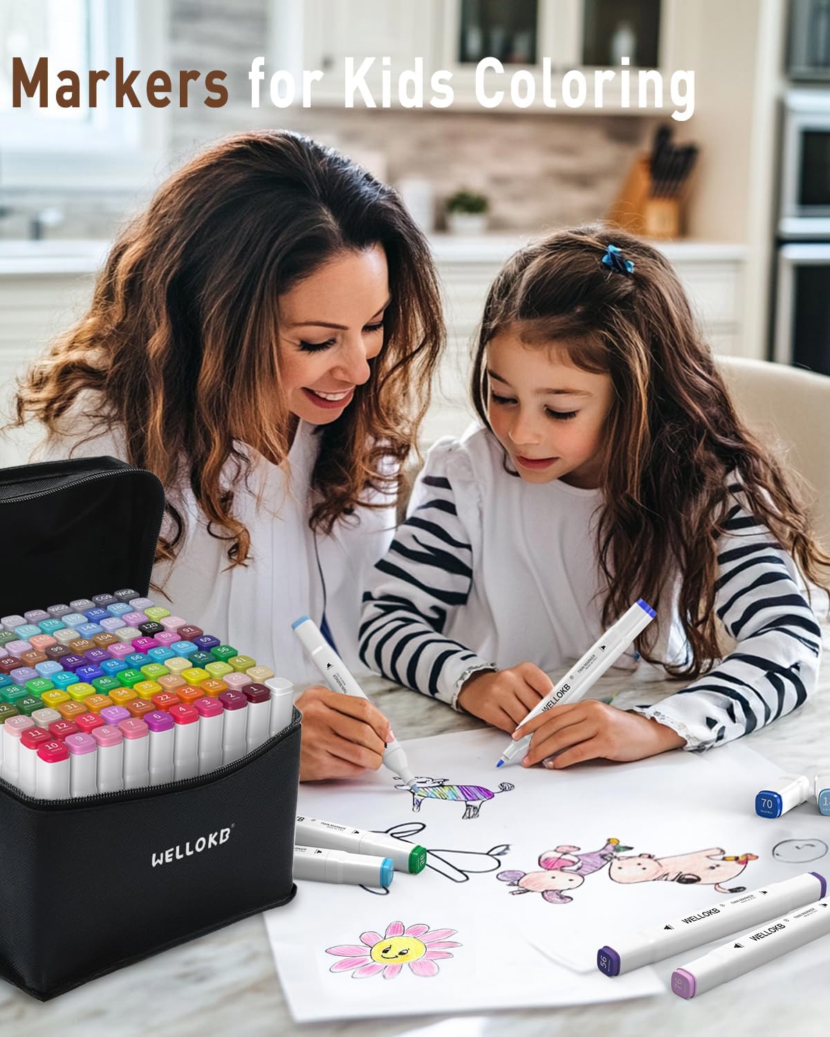 Alcohol Markers, 100 Colors Dual Tip Art Markers for Coloring, Drawing, Illustrations, Book Painting, Alcohol Based with Carrying Case for Adult Kids
