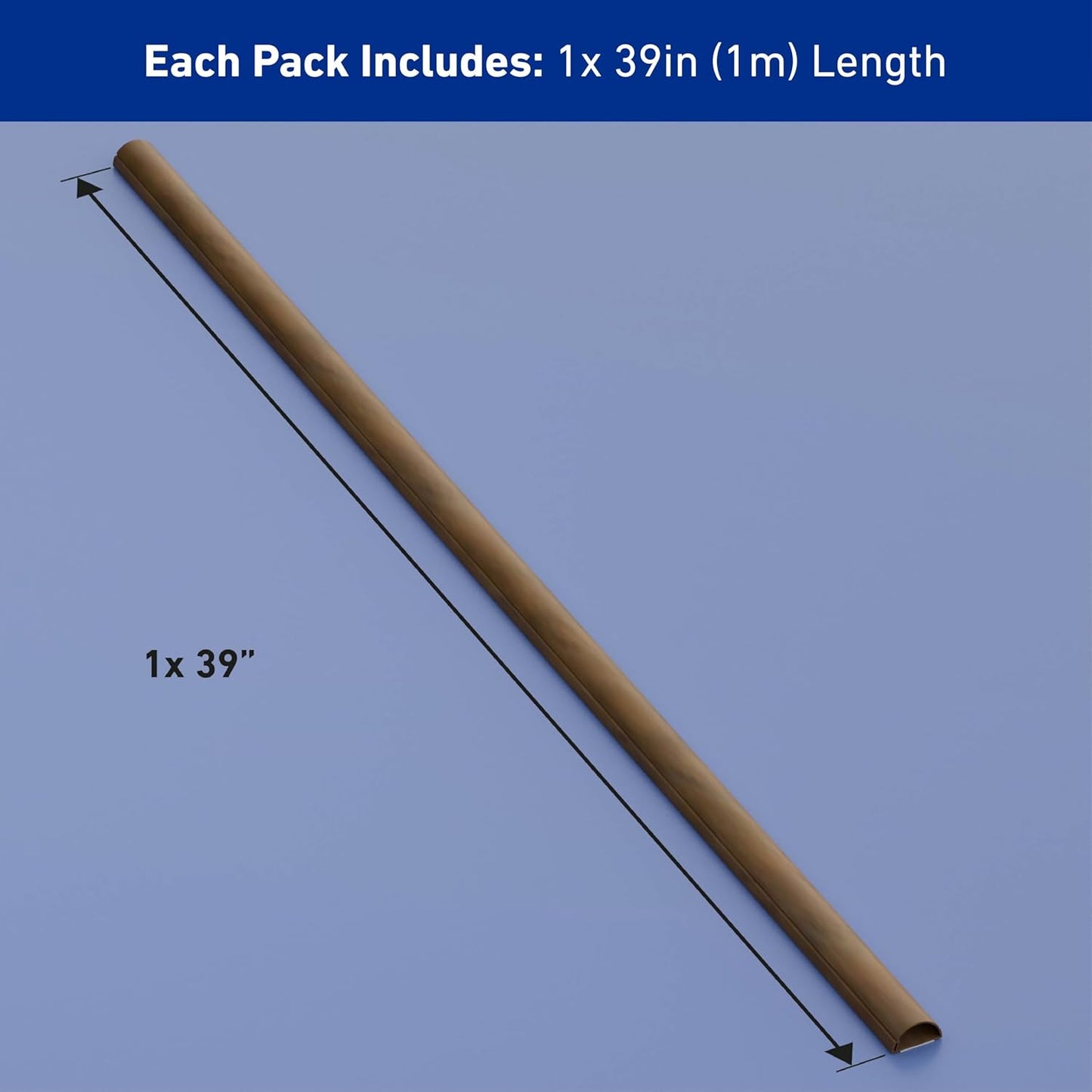 D-Line Half Round Cord Hider, Patented Cable Cover, Hide TV Wall Mount Wires, Raceway for Cords, Decorative Wire Covers, Paintable, Adhesive - 1x 1.18in W x 0.59in H x 39in L - Wood-Effect