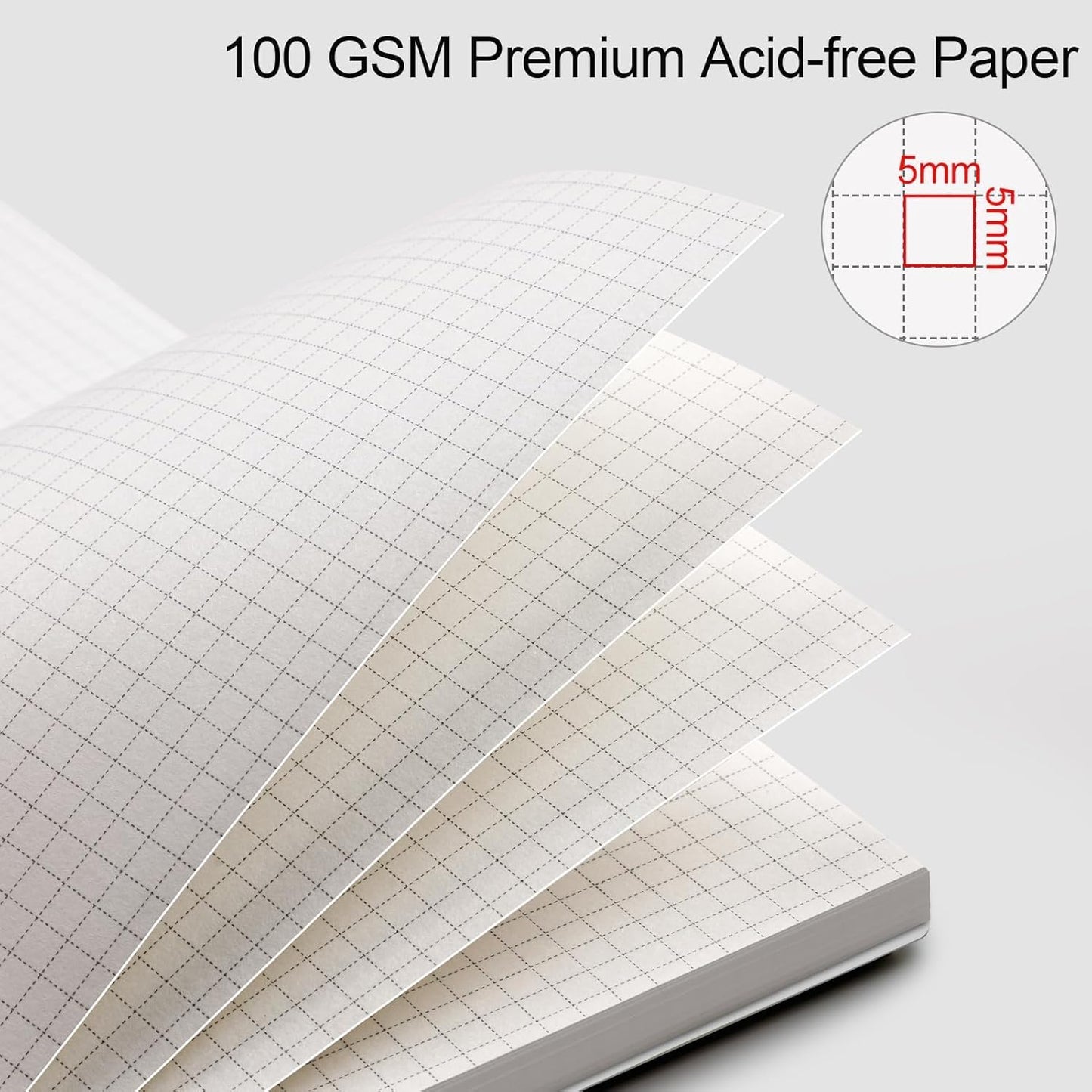 AHGXG Graph Paper Notebook - Spiral Notebook Journal 7.6" x 10", B5 Large Graph Notebook, 140 Pages, 100 gsm Thick Grid Paper, Waterproof Plastic Cover, for School Writing Engineering, Transparent
