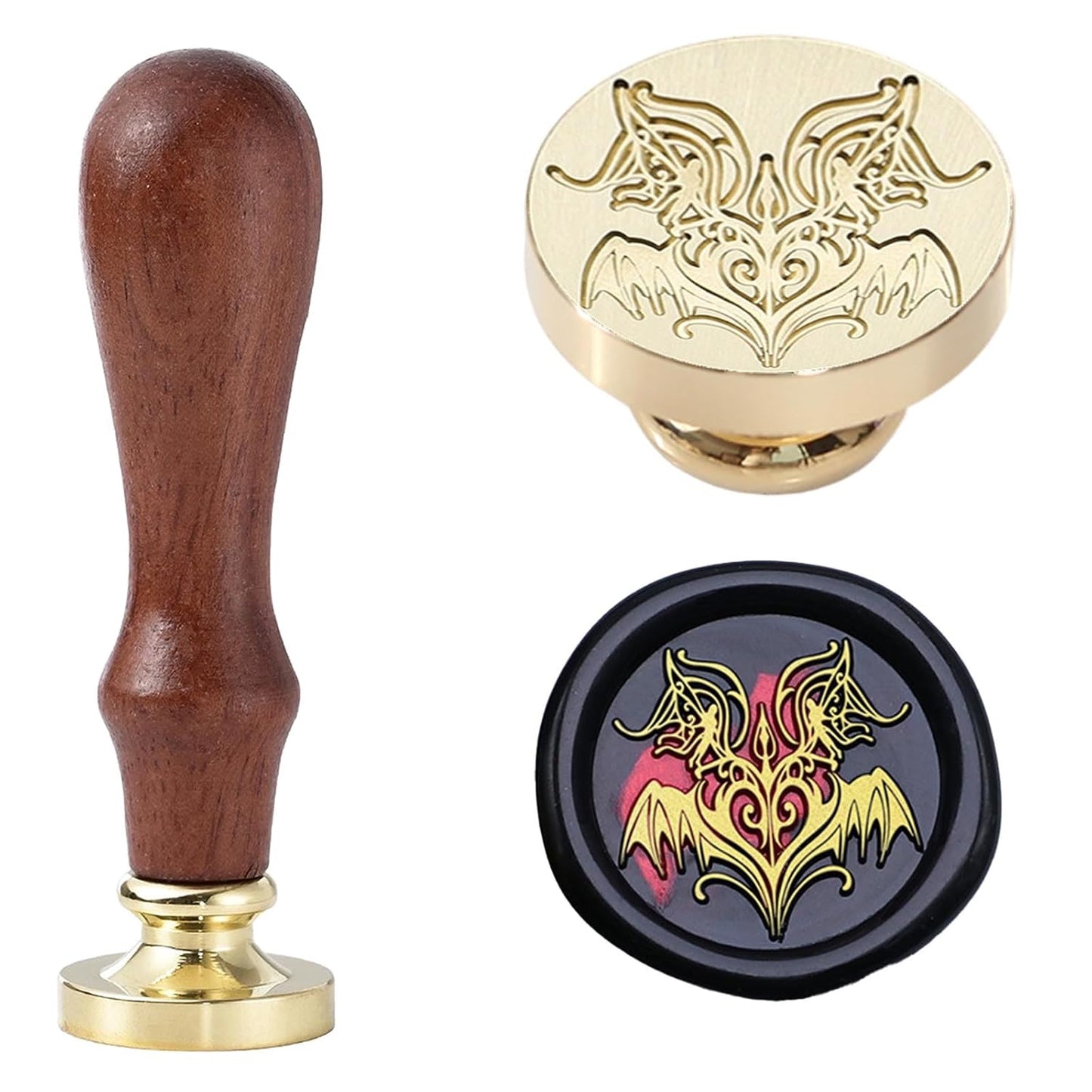 Supernatural Evil Wax Seal Stamp - Brass & Pearwood, Succubus Design, 0.98 inch/25mm, Envelope Sealing, Craft, Invitations, Gifts