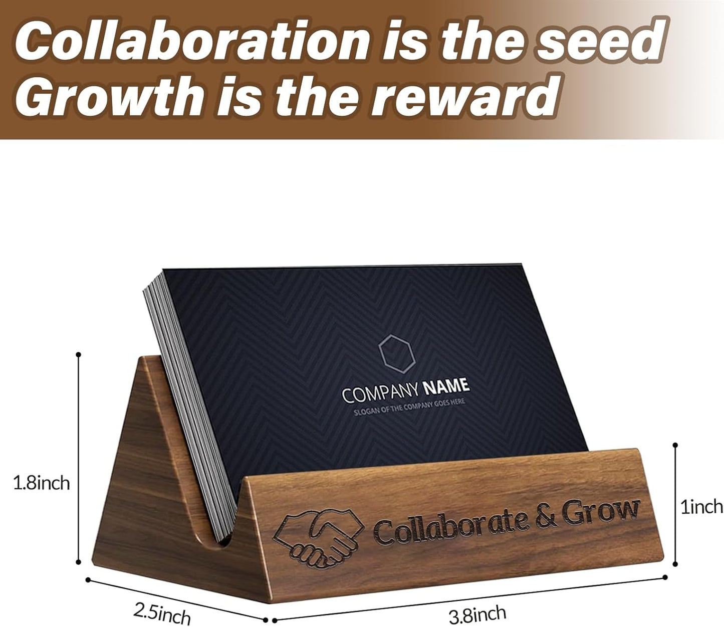 Custom Business Card Holder Desk-Personalized Engraved Wooden Business Card Case Holder, Customized Name Logo Business Card Display Gifts for Men Women (Walnut-Whole)