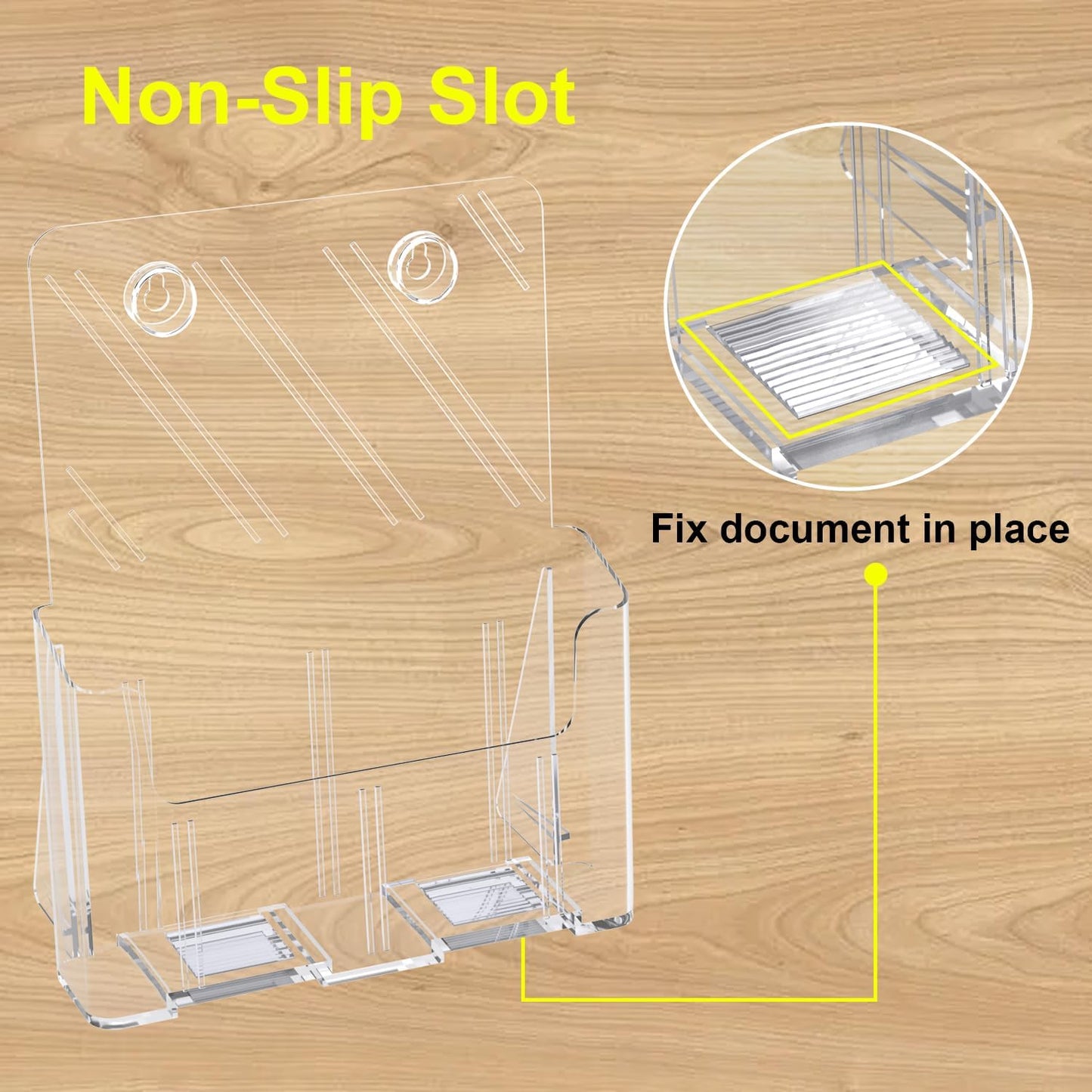 GTI Acrylic Brochure Holder 8.5 x 11 inch, 2 Packs Brochure Display Stand for 4’’ Trifold Pages, Clear Flyer Display Holder for Magazine, Pamphlet, Booklets, Menu,Journals