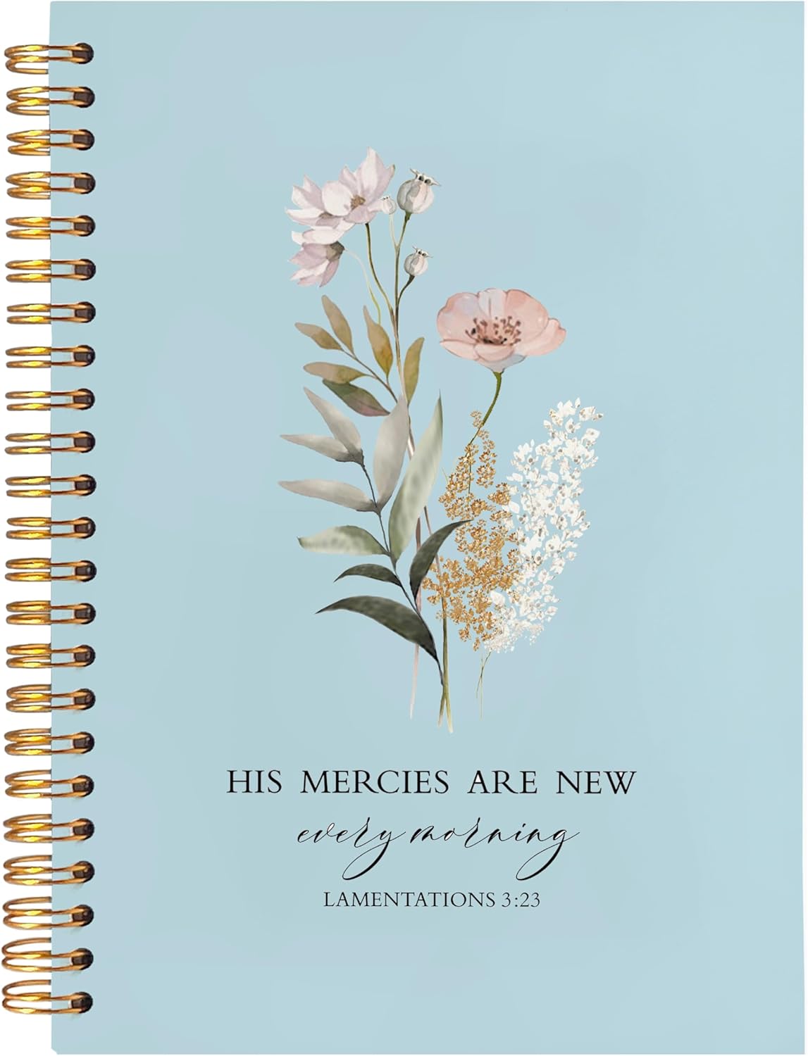 BearCake Blue Bible Christian Journals Floral Notebooks for Women Note Taking,Prayer Journal for Women, His Mercies are New Every Morning,Bible Study Journal for Women 5.5x8.3
