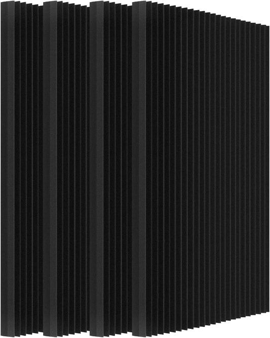 4 Pack Acoustic Foam Panels, 48 x 24 x 2" Sound Absorbing Panels High Density Studio Wedge Tiles for Home,Office, Recording Room, Studio (Black 4 Pack, 48 x 24 x 2 Inch)