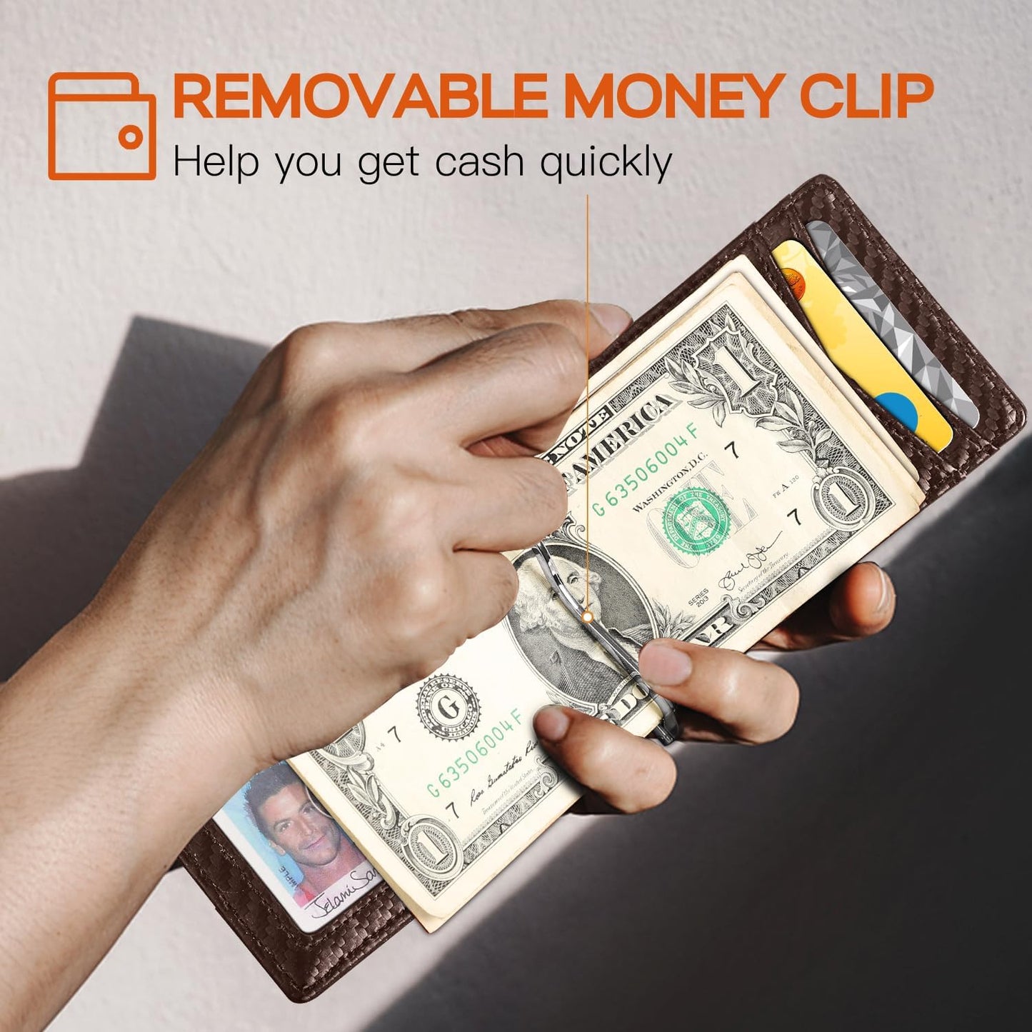 Slim Wallet for Men Genuine Leather RFID Blocking Bifold Minimalist Front Pocket Mens Wallet with Money Clip Thin Gift Box