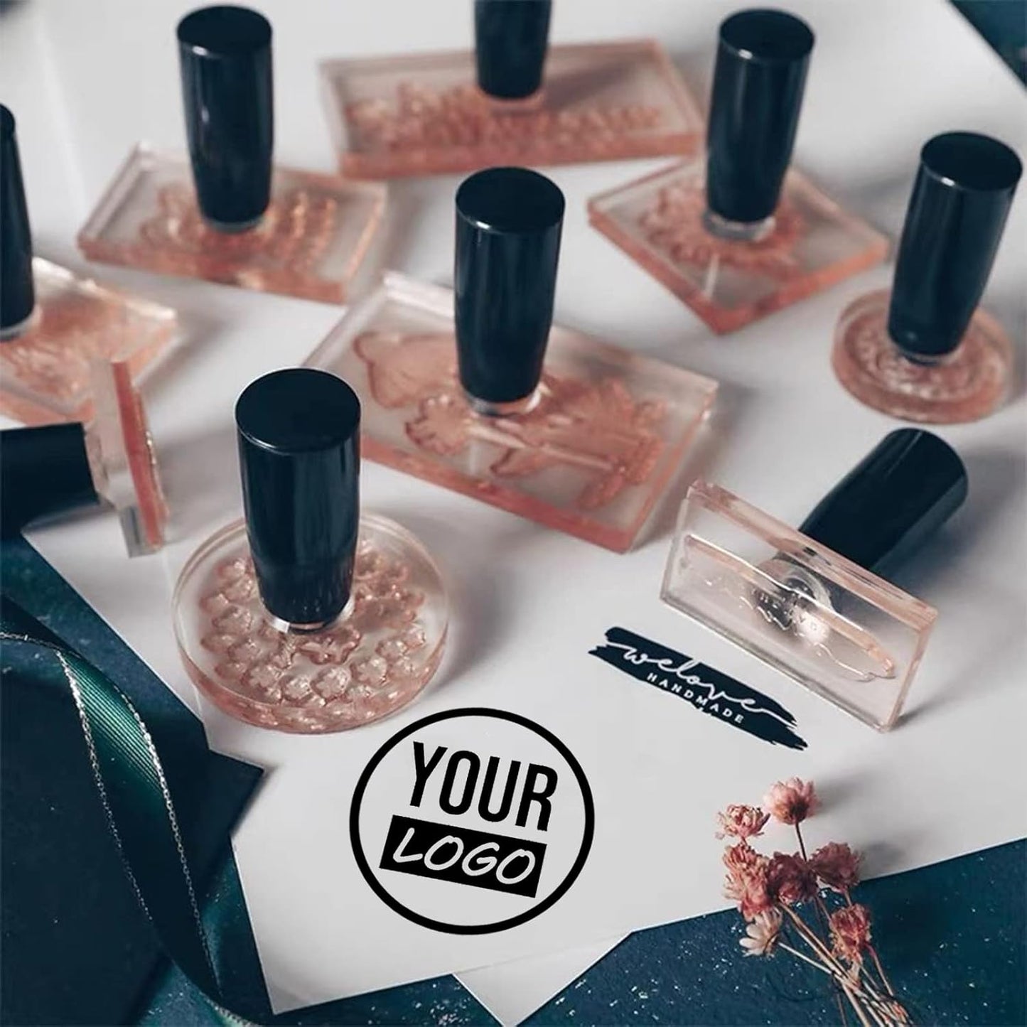 Custom Stamp with Logo Text - Personalized Rubber Stamp with Handle - Address Stamps for Business or Crafting - Rectangle 3"x4"