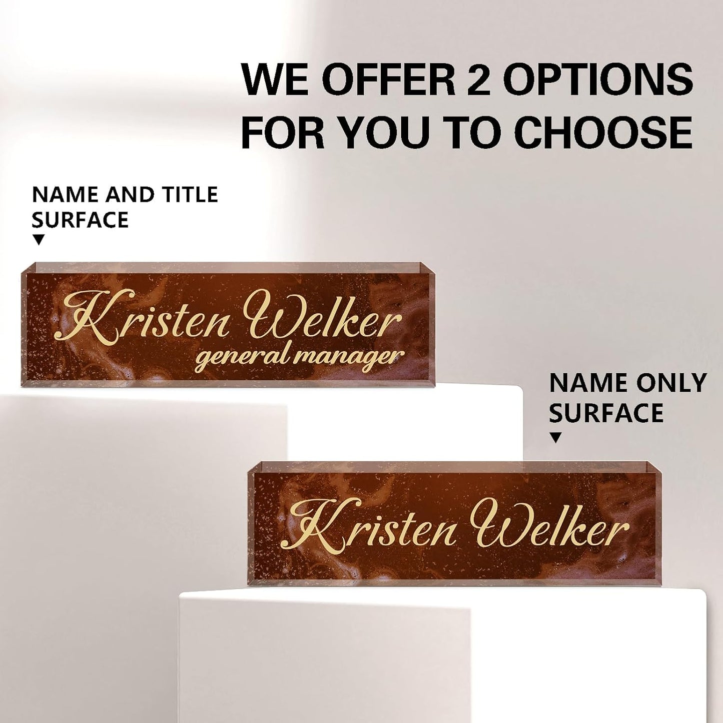 Name Plate for Desk, Desk Name Plate Personalized, Office Decor for Women Men, Acrylic Desktop Accessories, Office Appreciation Gifts for Boss Social Workers Nurse Teacher Employee (Deep Red)