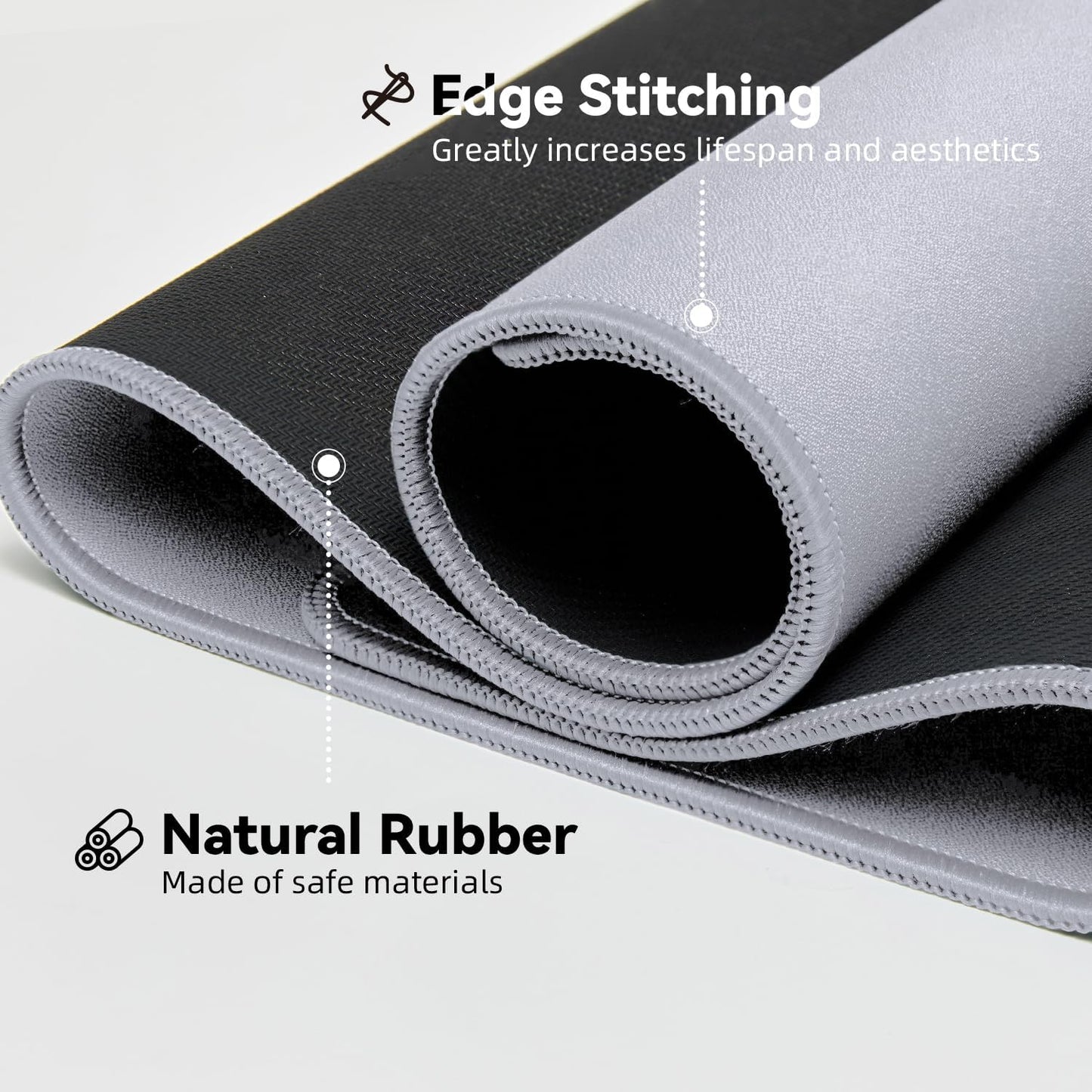 Waterproof Large Gaming Mouse Pad with Durable Stitched Edges, Non-Slip Rubber Base, Grainy Jacquard Mouse Mat Desk Pad for Home Office Gaming, 31.5"x11.8"x0.12", Light Gray