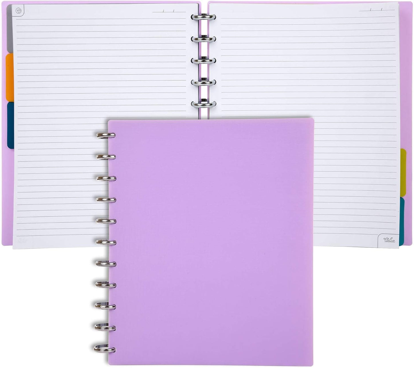 Talia Discbound Notebooks, Planner, Customizable, (yLavender w/Silver Discs, Letter (8.5in x 11in))