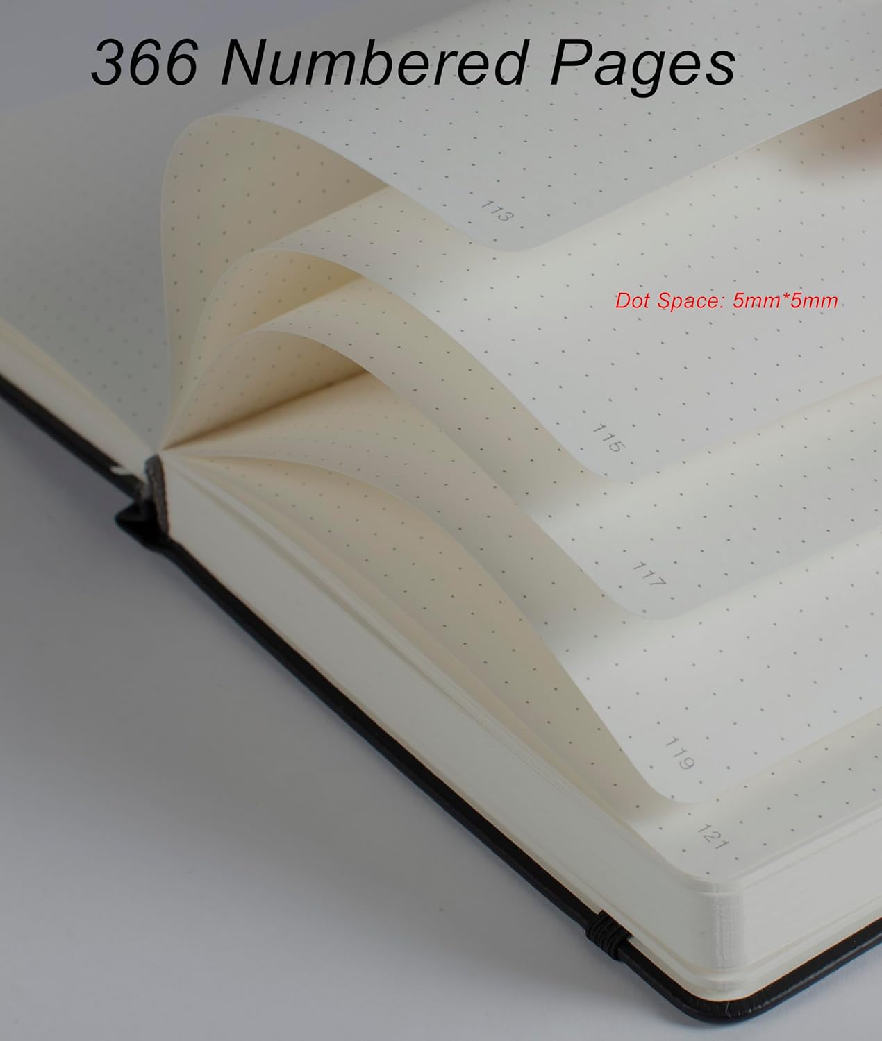 Thick Bullet Dotted Journal 2 Pack with 366 Numbered Pages, A5 Journal with 100GSM Dot Grid Paper, Hardcover Leather Notebooks for Women Men School Note Taking Office Work Diary, 5.7"x8.3" Black Pink