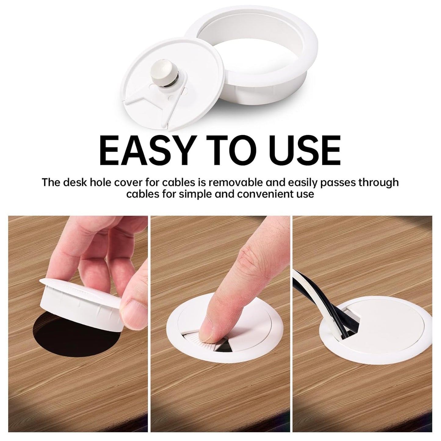 Desk Grommet 2 inch(50mm)8 Pcs, Desk Hole Grommet, Cable Grommet, Desk Hole Cover, Desk Cord Hole Cover, Desk Cable Hole Cover, Desk Wire Hole Insert, Furniture Hole Cover(White Grommet)