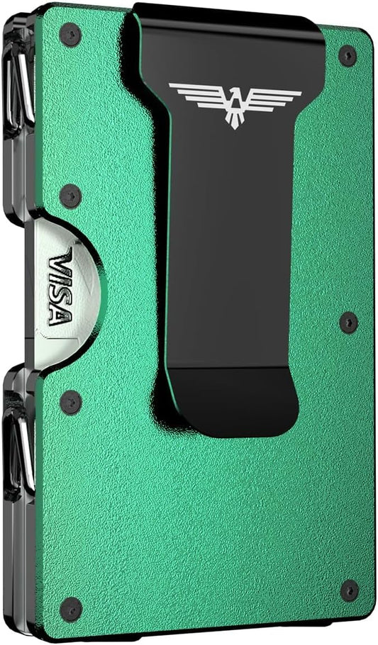 Minimalist Wallet for Men, Metal Wallet with Money Clip, Slim Compact Wallet, RFID Blocking Card Holder, Metal Aluminum Credit Card Holder, Holds up to 20 Cards