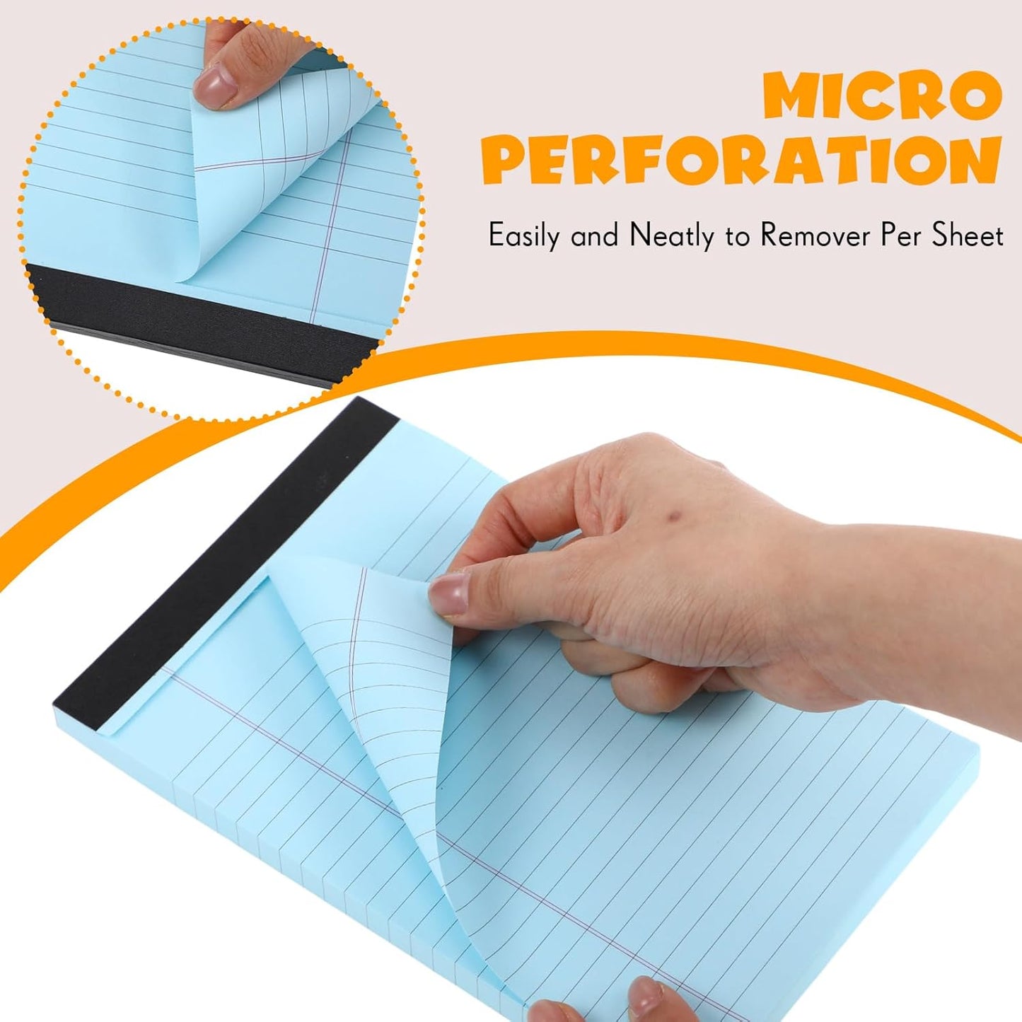 Honoson 6 Pack Legal Pads 5 x 8 College Ruled Colored Notepad 600 Sheets Wide Ruled Writing Pads 100 Sheets/pad Lined Paper Bulk for Office School Classroom Teacher Students Supplies, 3 Colors