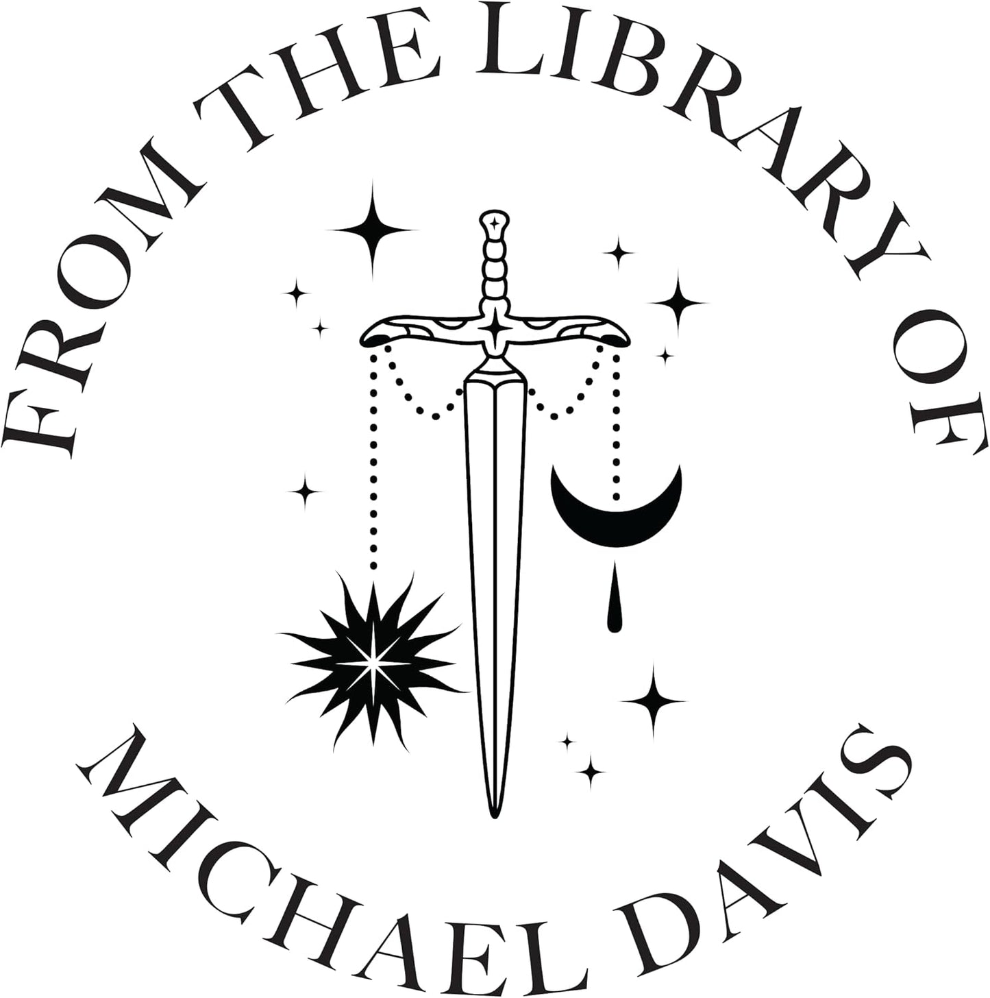 Personalized Book Embosser or Book Stamp, Custom Round Library Book Embossing Tool, Teacher School Book Stamp, Ex Libris Stamp, Gift for Book Lover, Wooden Stamp or Self Inking Stamp (Celestial Sword)