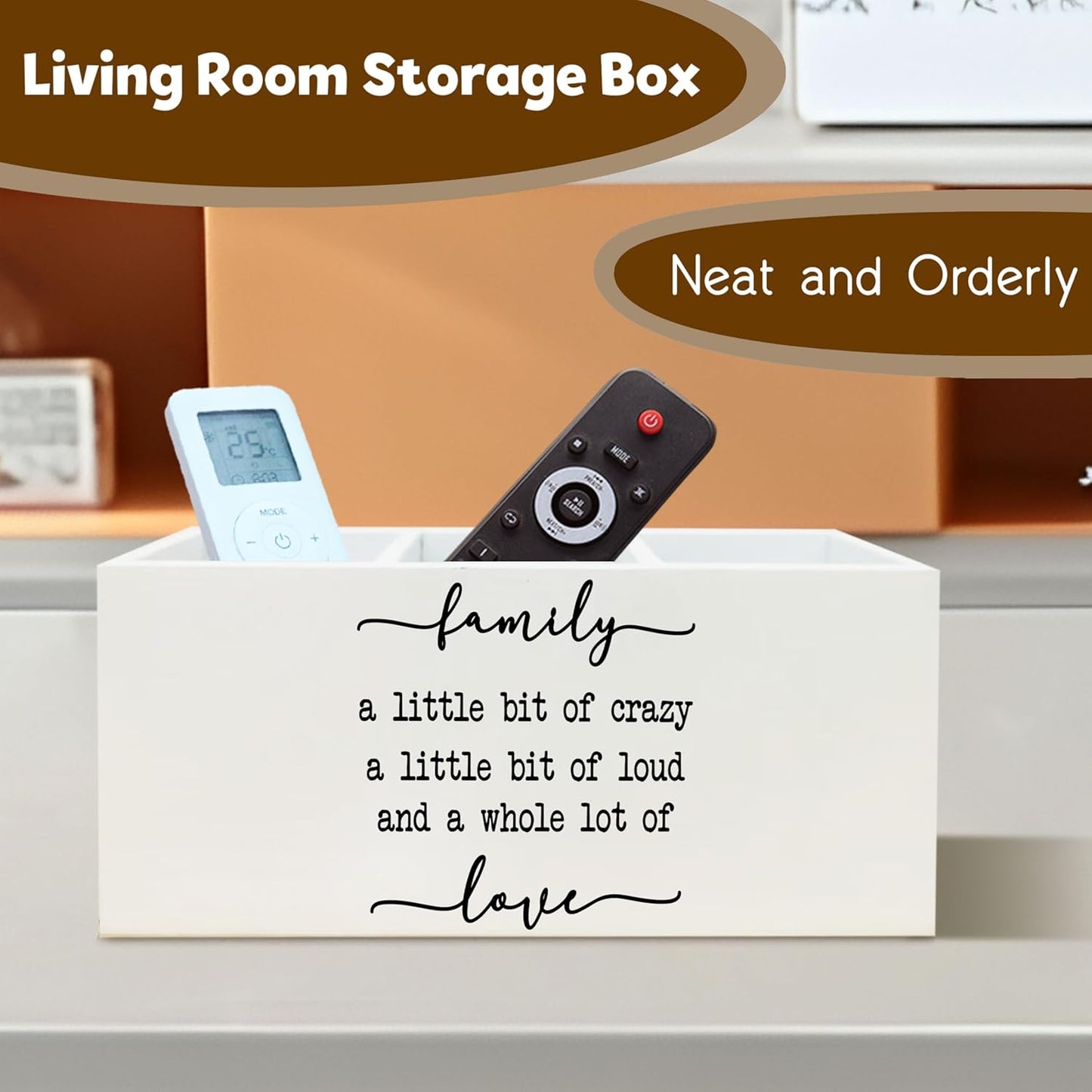 Family Signs Wooden Pen Holder for Home Decor Farmhouse Desk Shelf Decorations for Shelf Decorations, Family a Little Bit of Crazy Rustic Desk Decor for Home Office Table Pencil Holder