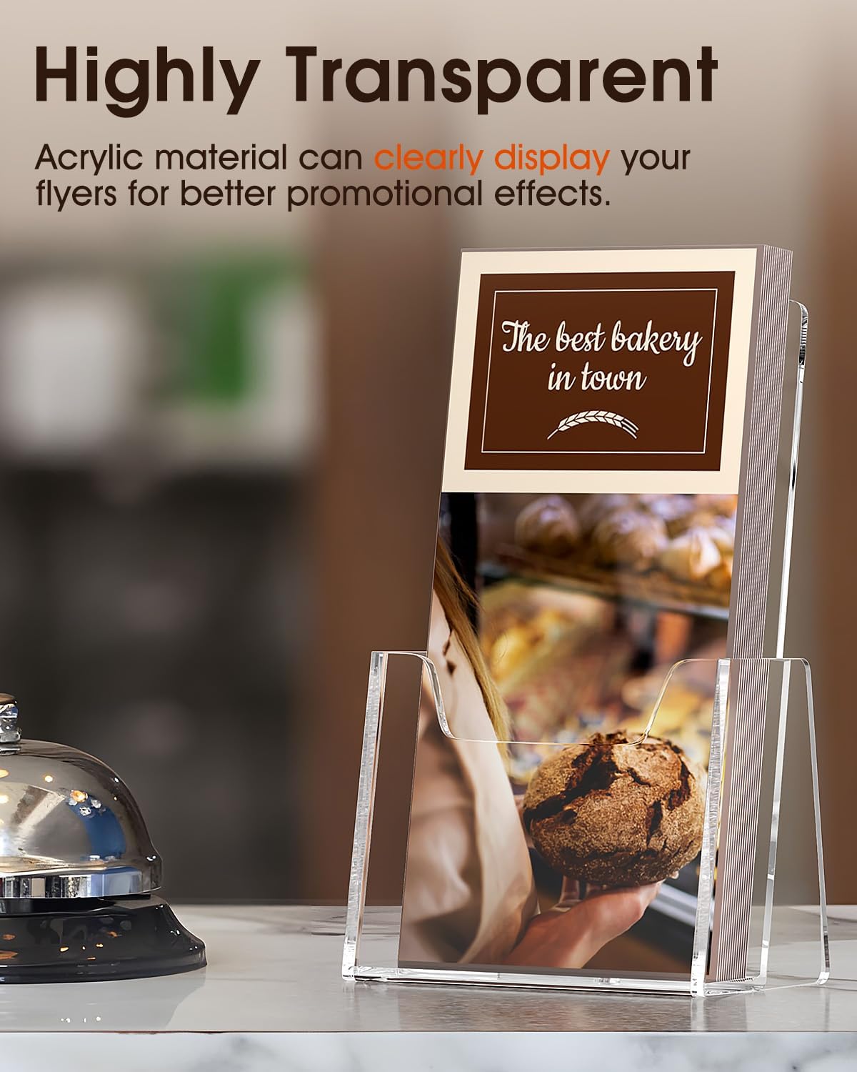 MaxGear Brochure Holder 6 Pack, 4 Inches Wide Acrylic Display Stand Clear Pamphlet Holders Flyer Holder Rack Card Holders Countertop/Desk Organizer for Trifold, Booklet, Literature, Magazine