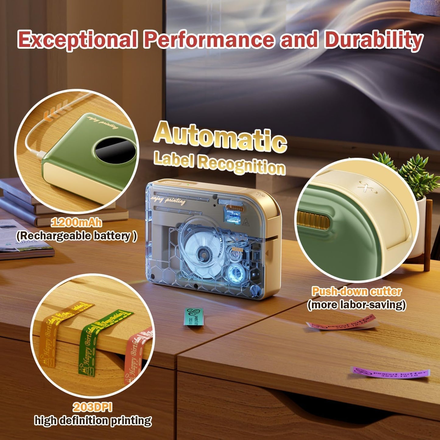 Phomemo Label Printer, A30 Thermal Transfer Printing Bluetooth Wireless Portabel Small Label Maker Machine, Mini Sticker Printer Rechargeable for Christmas Decorations, Cloth Name Tag, In/Out Door Use