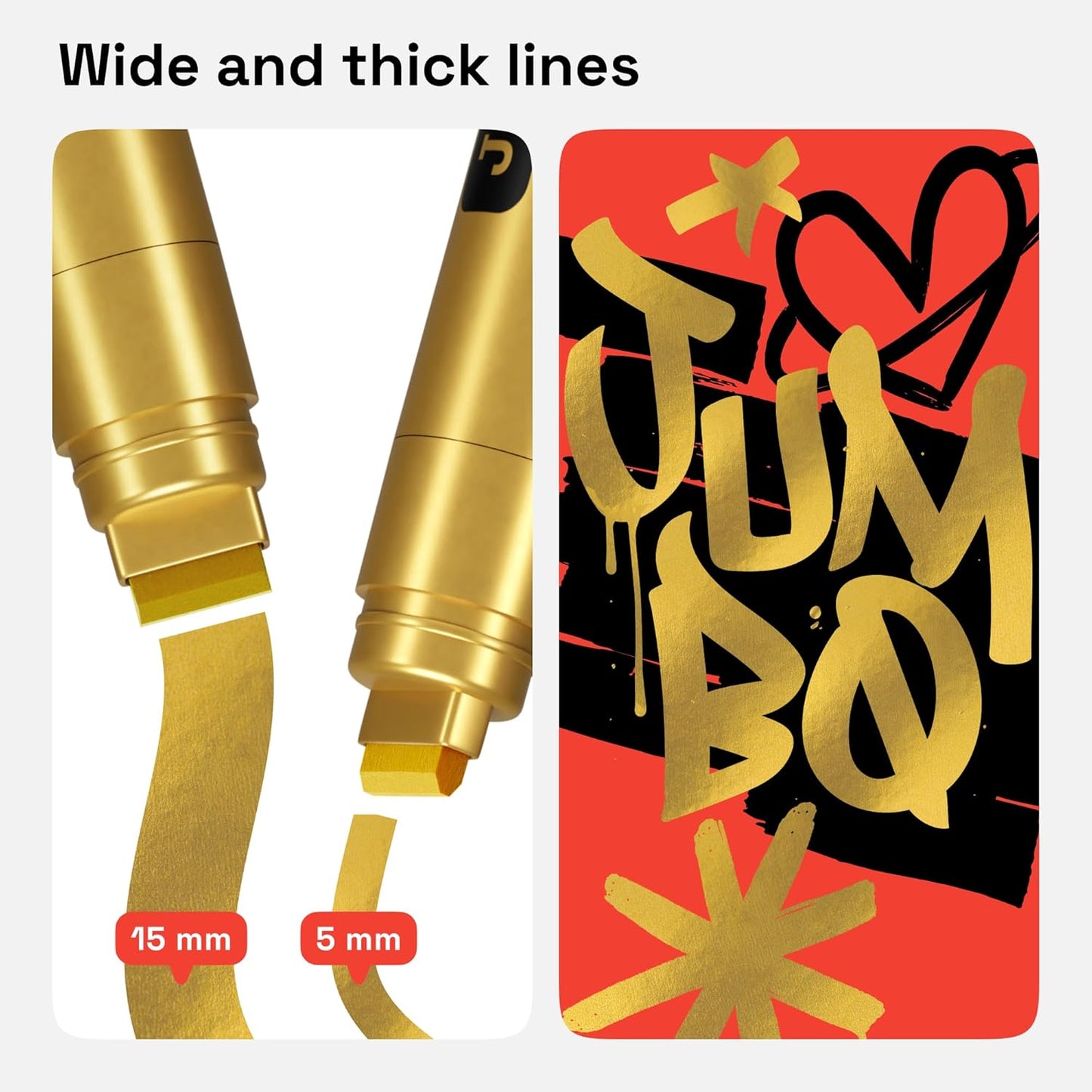 ARTISTRO 2 Gold Acrylic Paint Markers - 15mm Jumbo-Tip Paint Pens - Perfect for Crafting, Art Projects, & More