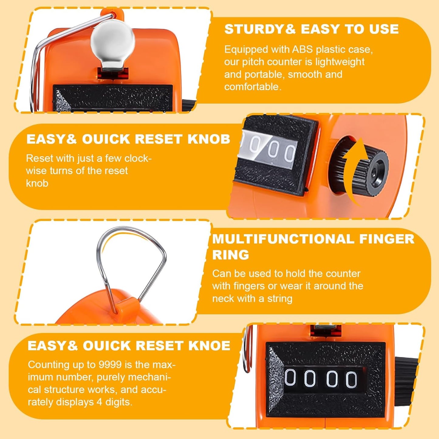 16 Pcs Handheld Clicker Counter 4 Digit Mechanical Tally Counter Assorted Color Pitch Palm Counter for Counting Numbers Knitting Coaching Golf Lap Fishing School Sports Event