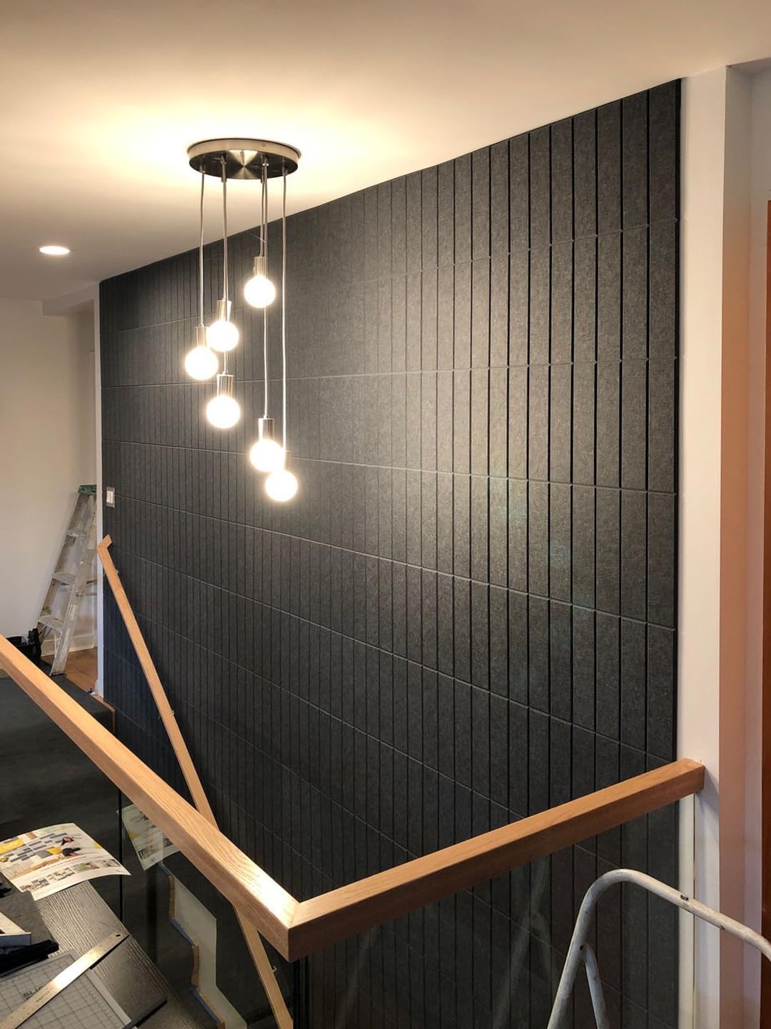 Large Cork Board Alternative - 24-Pack Felt Wall Tiles with Safe Removable Adhesive Tabs, Cork Wall Tiles Bulletin Board Home Office Essentials - Gray Black