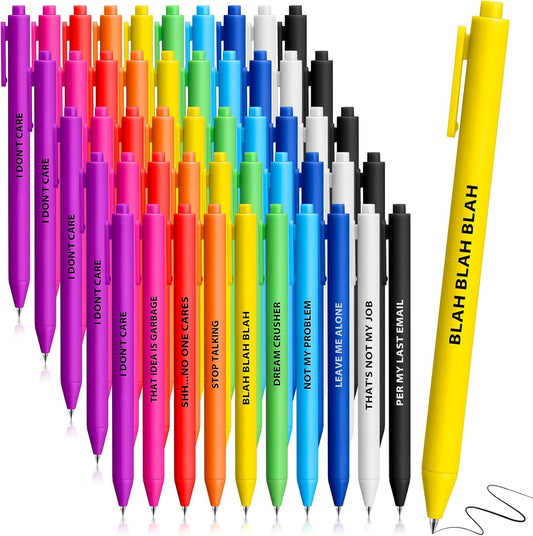 Epakh 50 Pcs Funny Pens Inspirational School Pens Bulk Positive Motivational Quotes on Ballpoint, Black Ink Pen for Adults Back to Schools Gift from Teacher(Optimisti,Bright Colors)