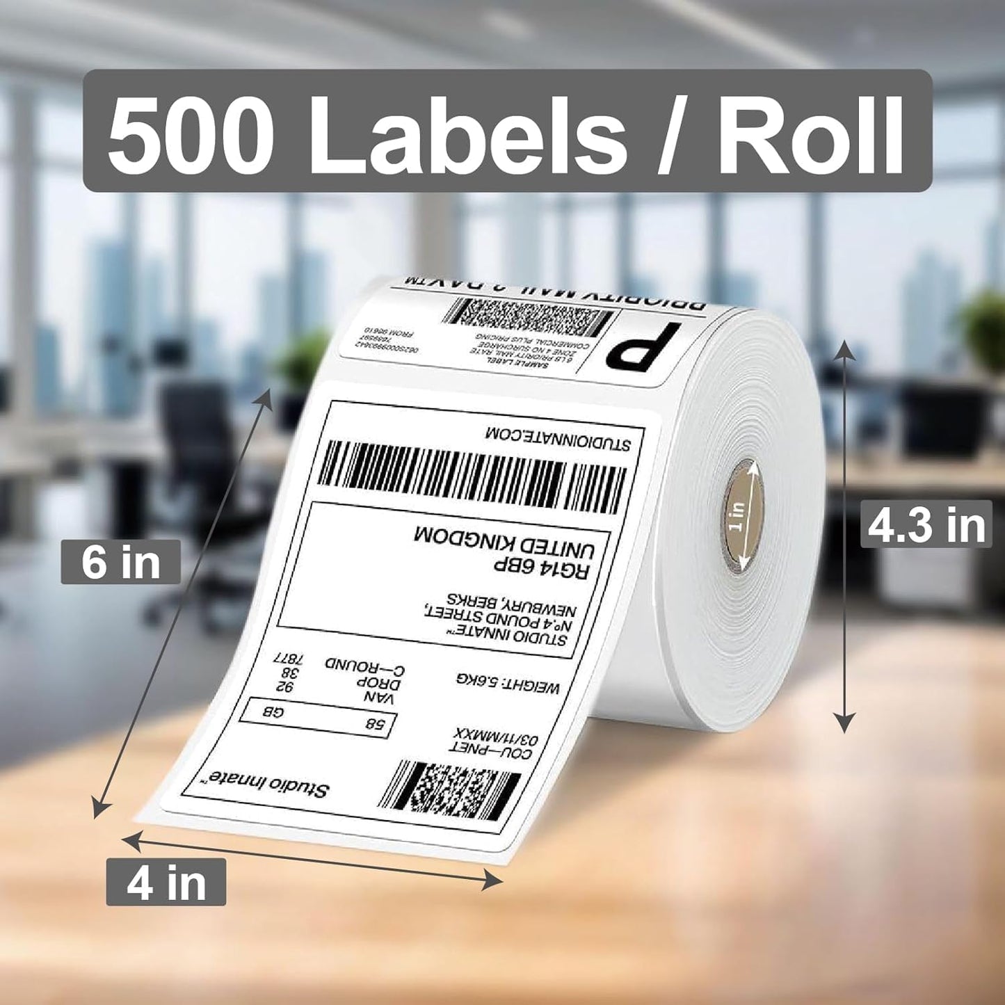 HUOJI 4x6 Direct Thermal Shipping Labels, 8 Rolls 4000 Labels, Compatible with Rollo, Zebra, MUNBYN Printers, Commercial Grade