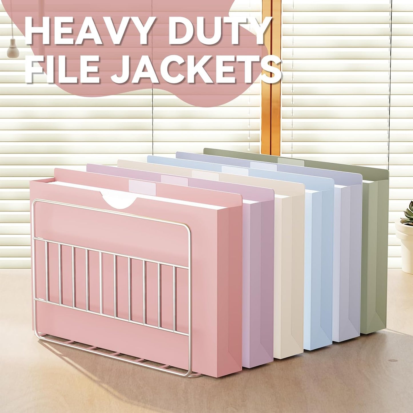 Plastic 2 Inch File Jackets Legal Size,12 Pack Manilla Pocket Folders,Expandable File Jackets for Document,Heavy Duty Expansion Pocket,Straight Cut Tabs,Poly File Jacket,Morandi Color