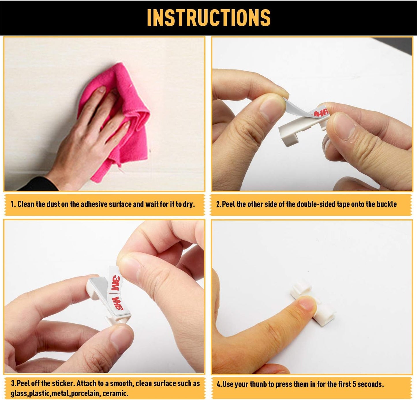 Cable Clips with Strong Self-Adhesive, XIAOXI Cable Management TV PC Wire Holder Sticky Tidy and Organizer Cord and Wires - 40 Pcs (White)